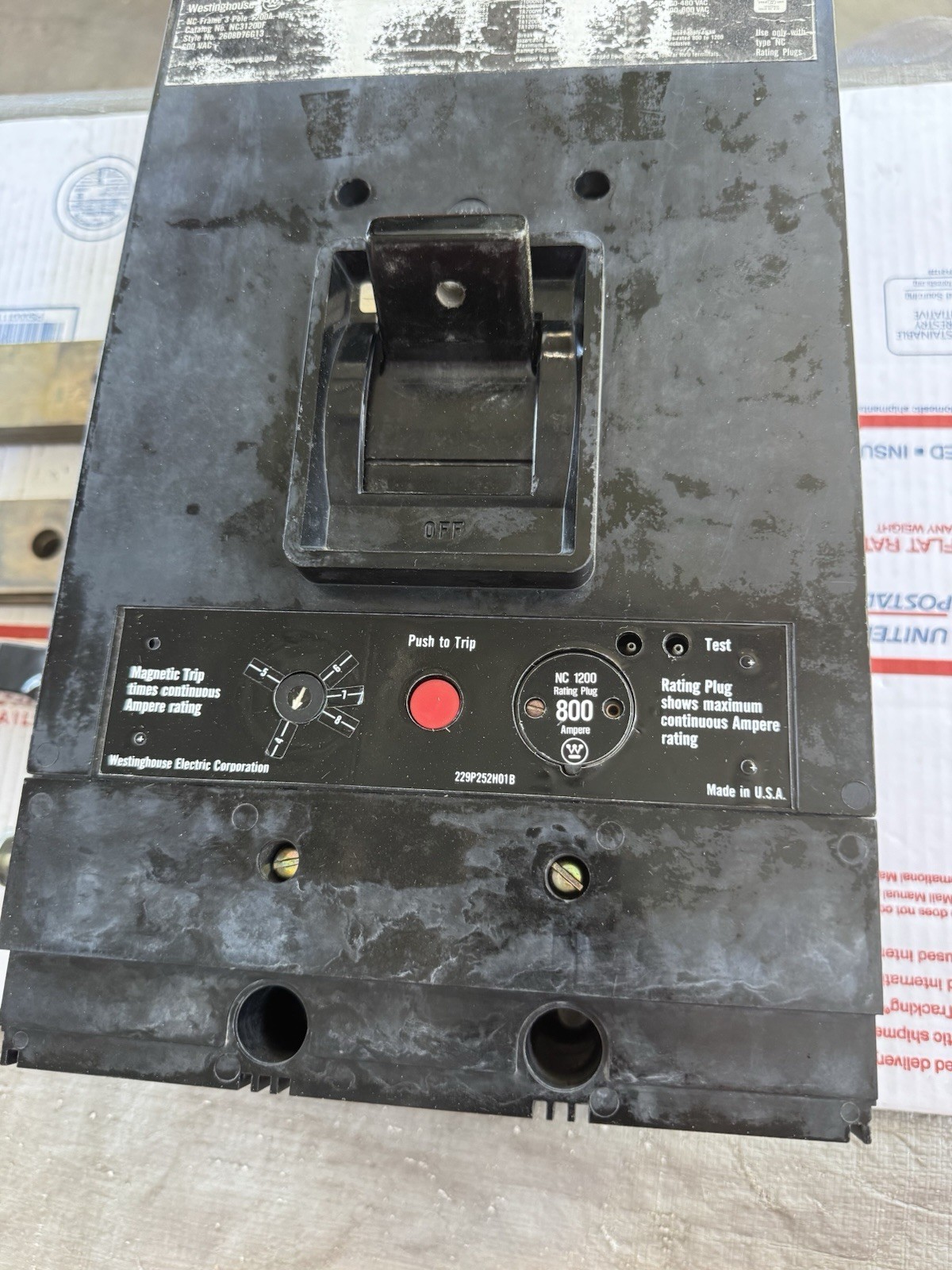 Westinghouse NC31200F 800A Trip 1200A Frame 3 Pole 600V Circuit Breaker