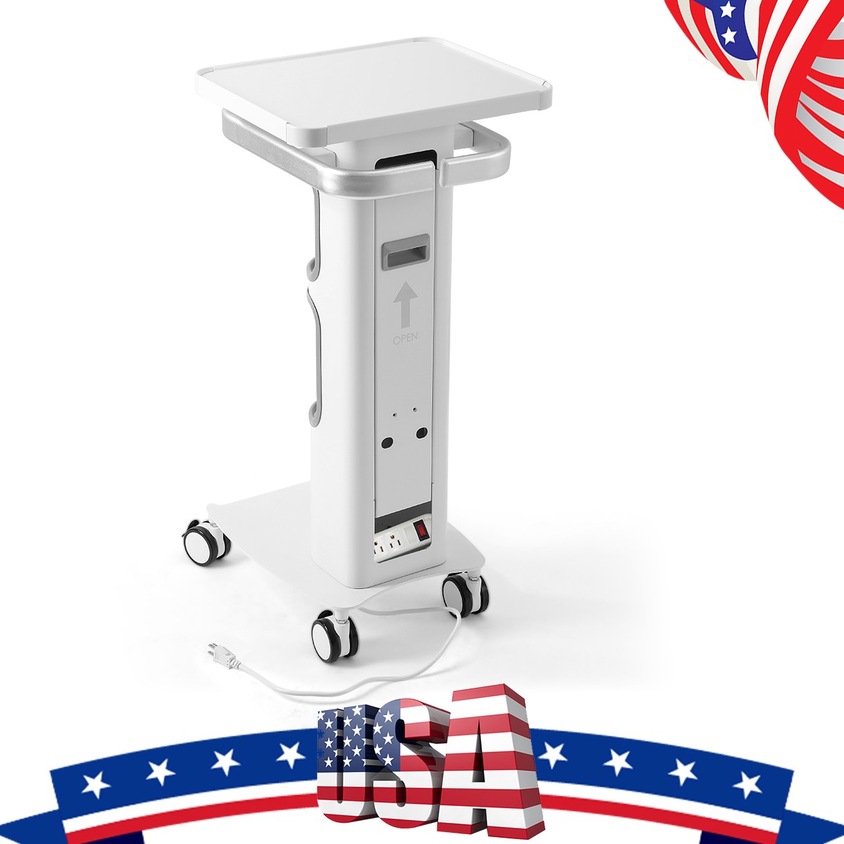 Dental Multi-Function Cart Trolley Mobile Workstation with Plug Outlet & Storage