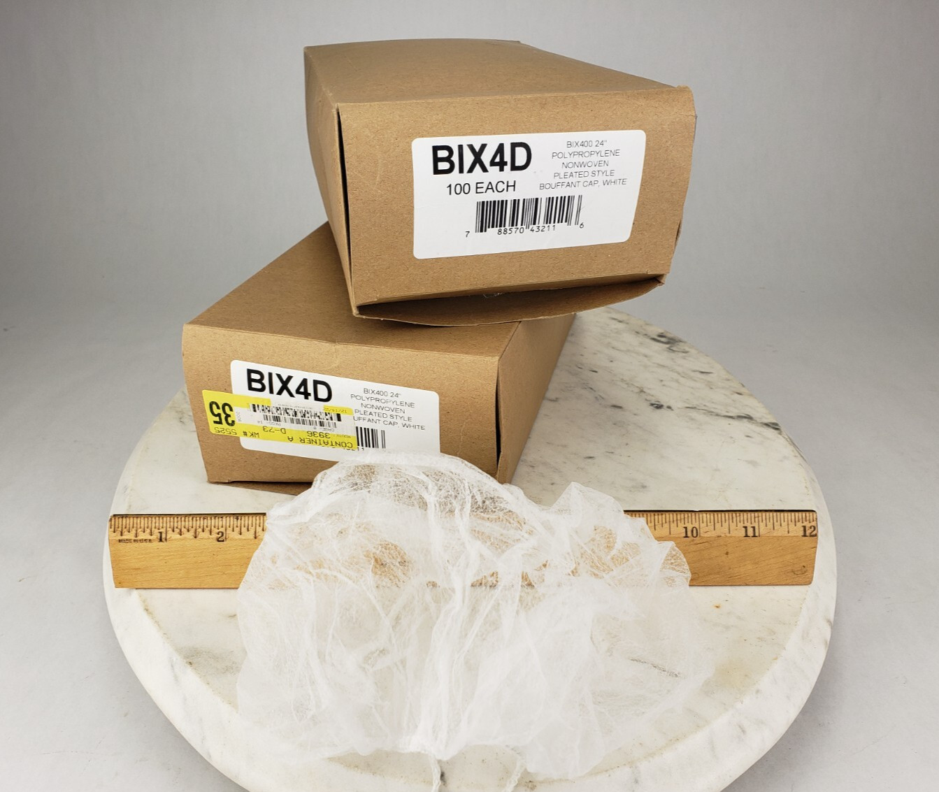 200 ish Count – BIX400 24″ White Bouffant Cap Non Woven Disposable Hairnet Large