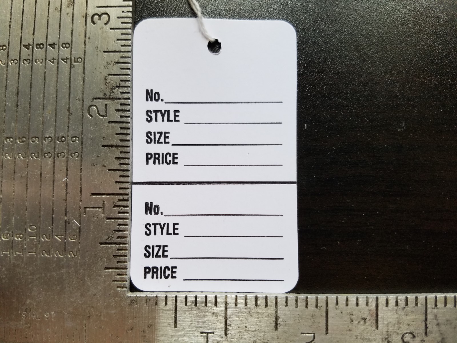 100 White Price Tags w/String Perforated 2 Part Merchandise Garment Coupon Large
