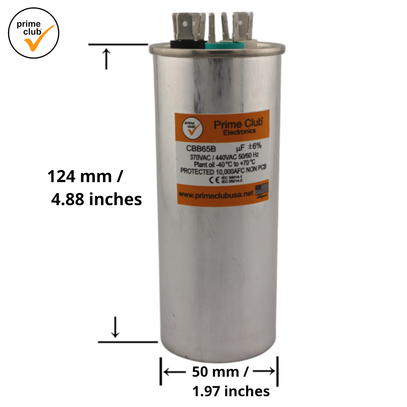 40+5 uF ±6% 370V/440VAC Dual Round Capacitor Carrier Lennox Goodman Genteq Trane