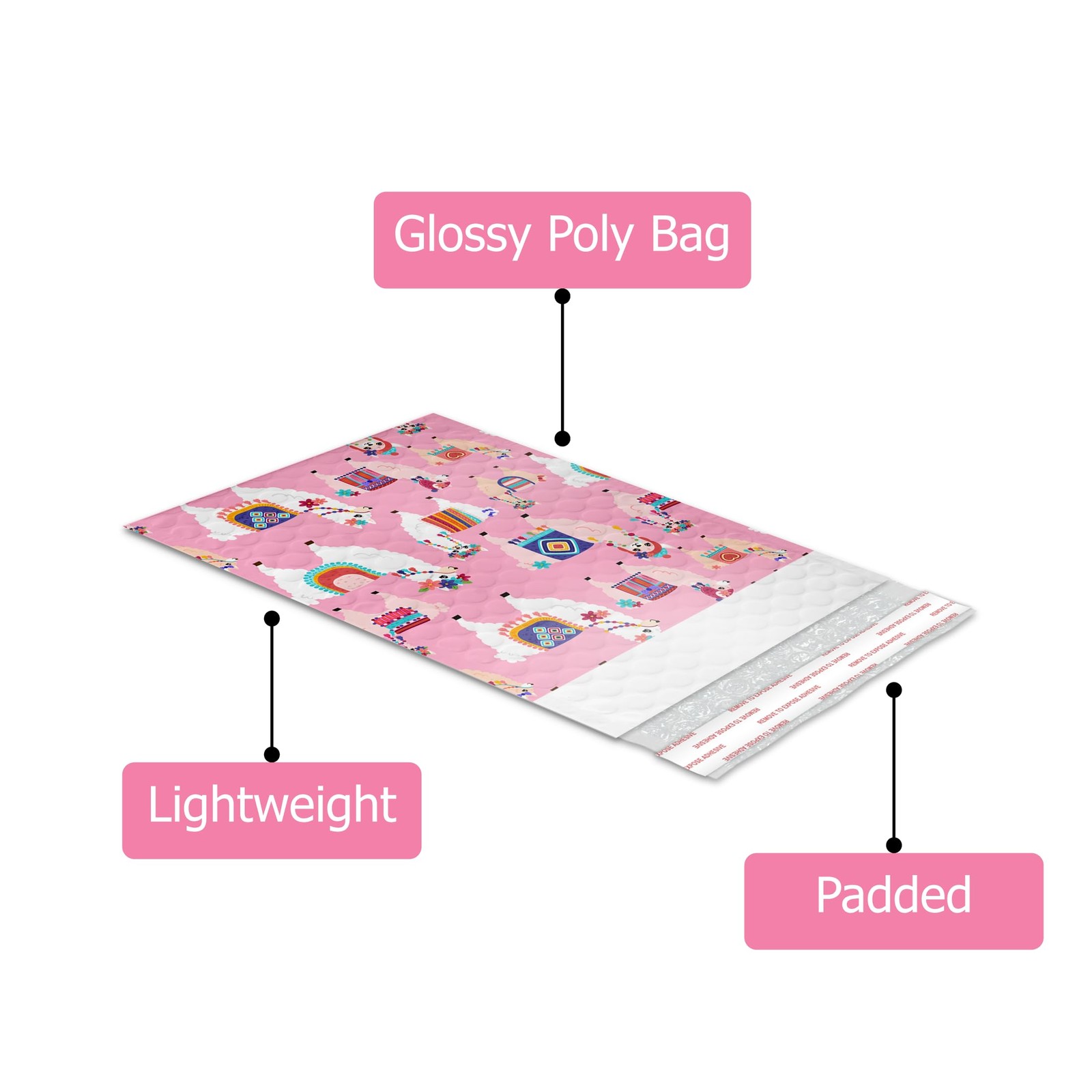 #0 6×9 (20pcs) Llamas Designer Self Seal Poly Bubble Mailers Shipping Envelop…