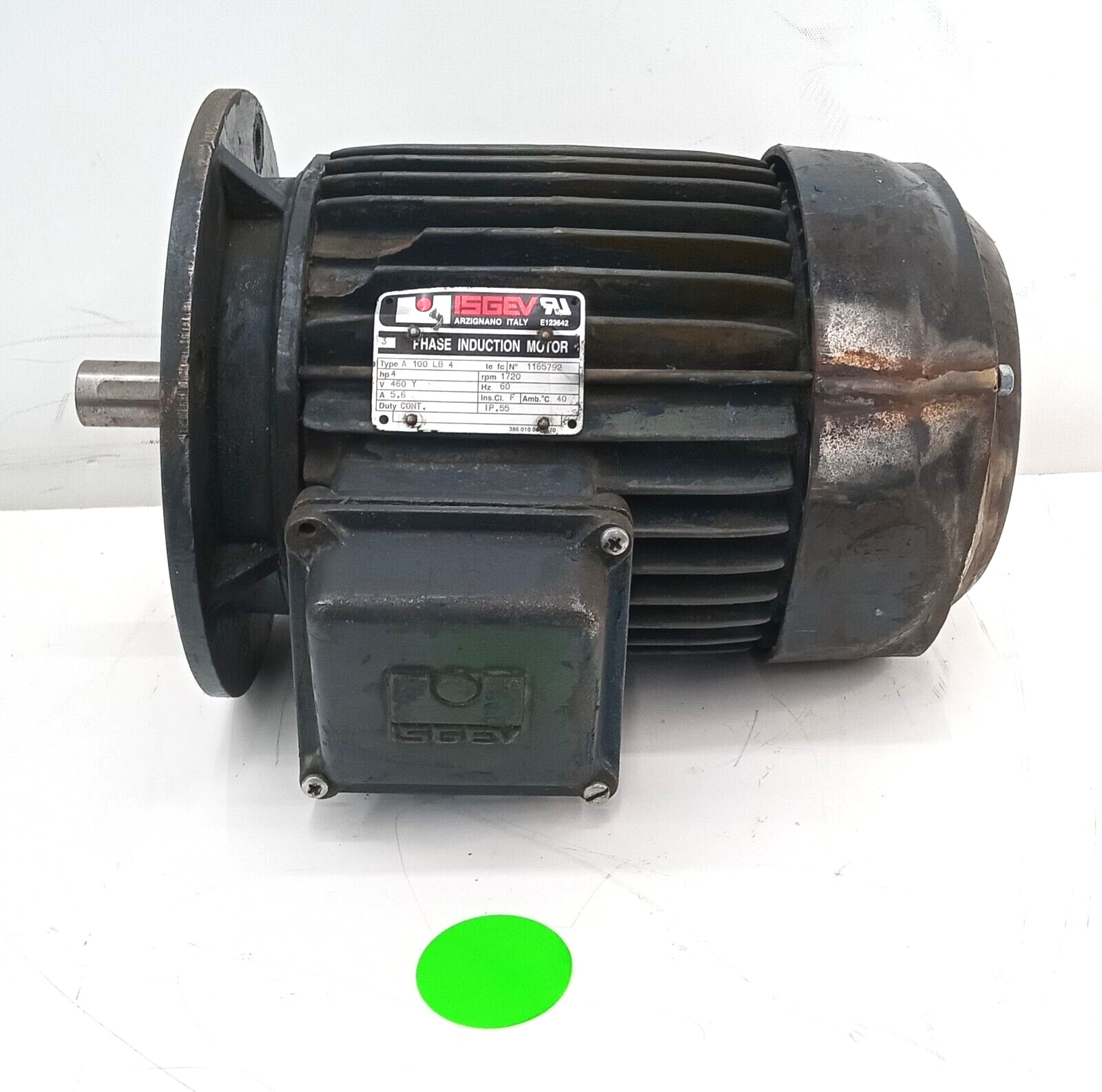 ISGEV 3 PHASE INDUCTION MOTOR A 100 LB 4 4HP 5.6AMP 1720RPM