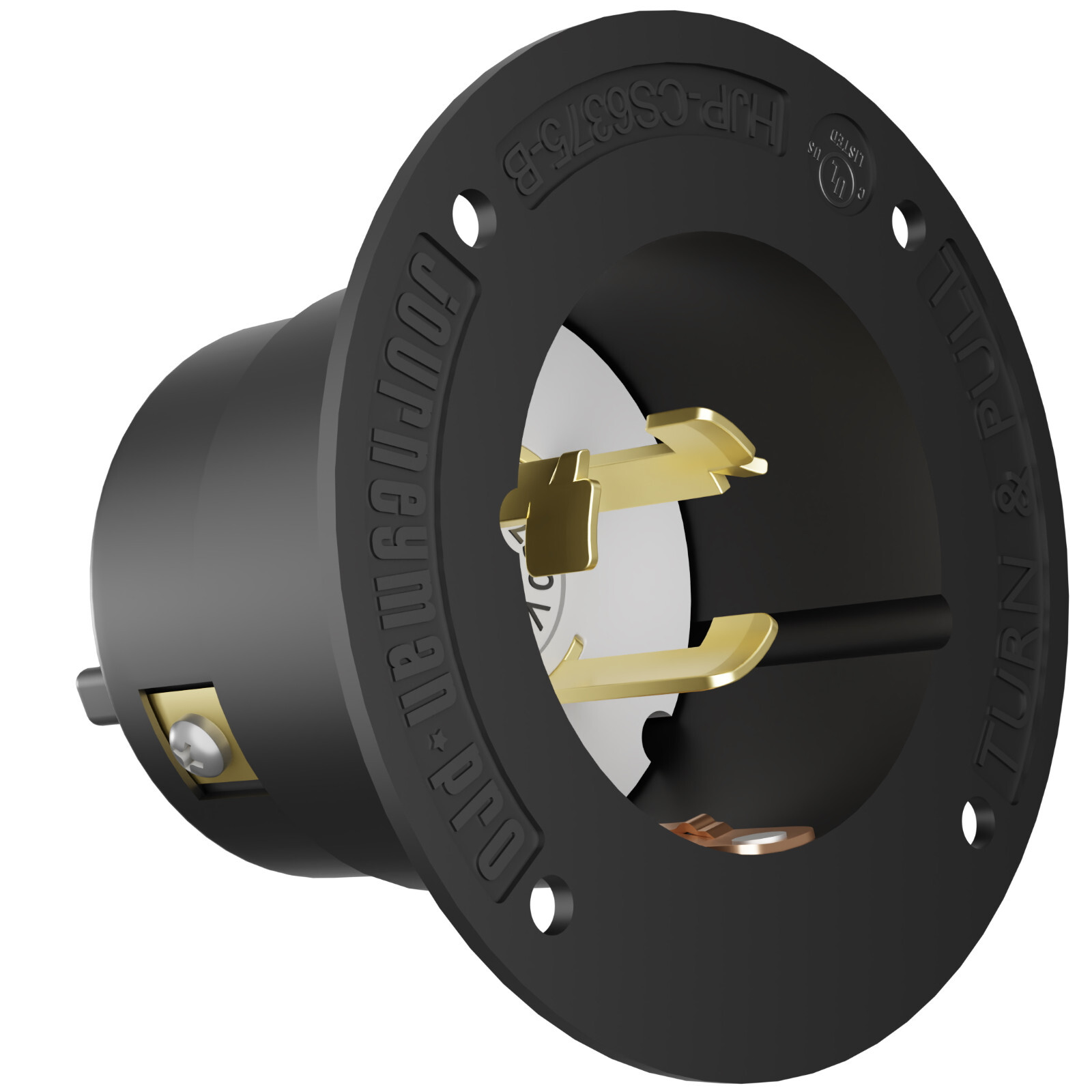 50 Amp 125/250 Volt CS6375 4-Prong Locking Male Plug Flanged Inlet Twist Lock