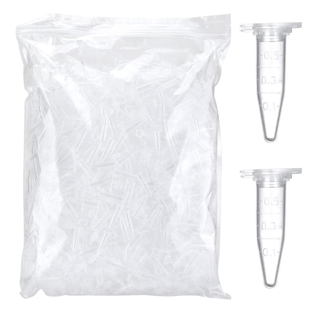 0.5ml Microcentrifuge Tubes 1000pcs, EO Sterilized Plastic Small Vials with Caps