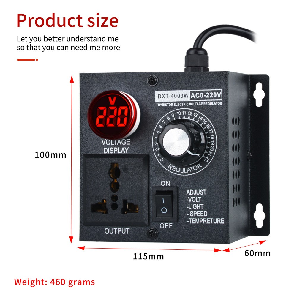 AC 120V~220V 4000W SCR Motor Speed Controller Volt Regulator Thermostat Dimmer