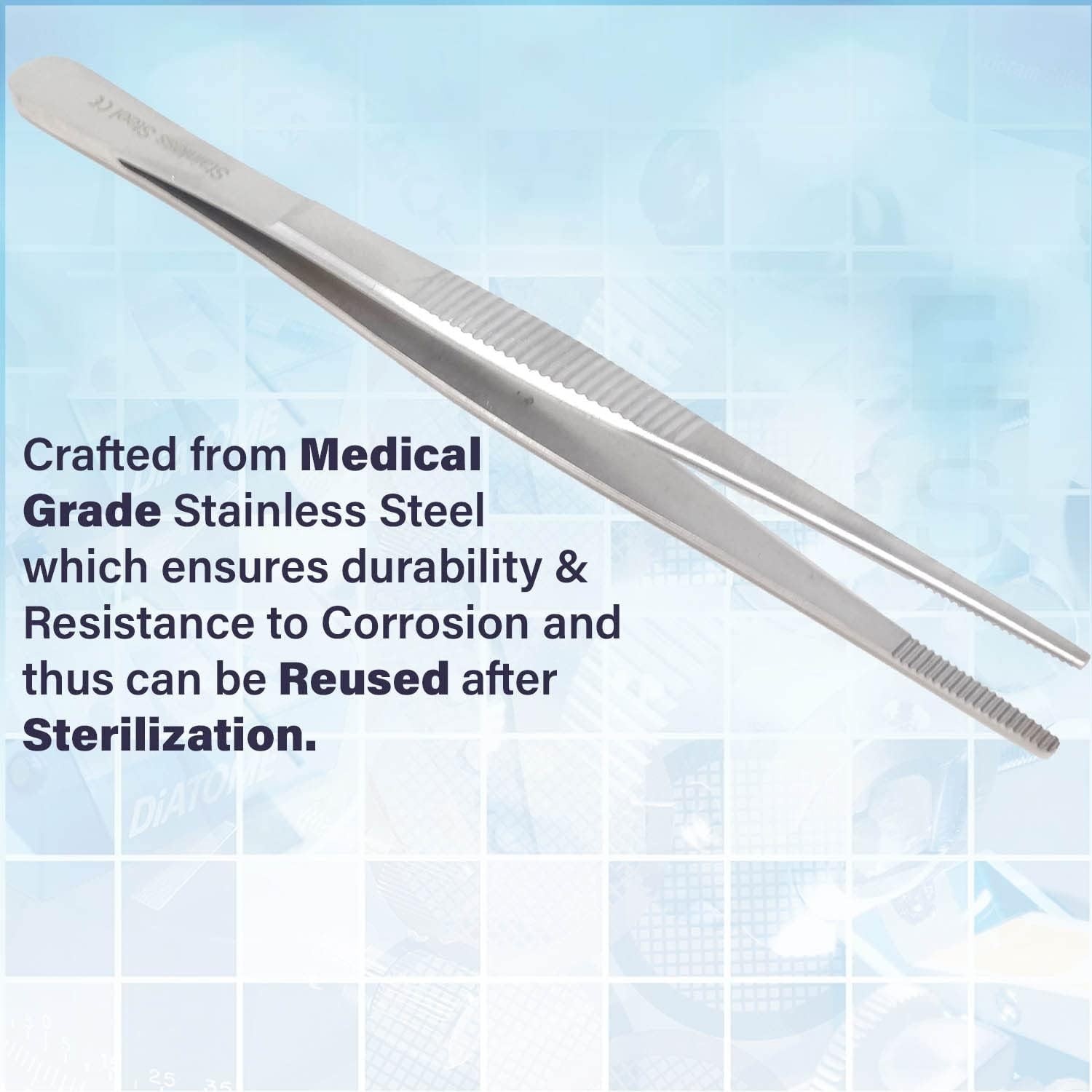 7Pcs Labware Tweezers Blunt Serrated Scientific Lab Forceps, Stainless Steel CE