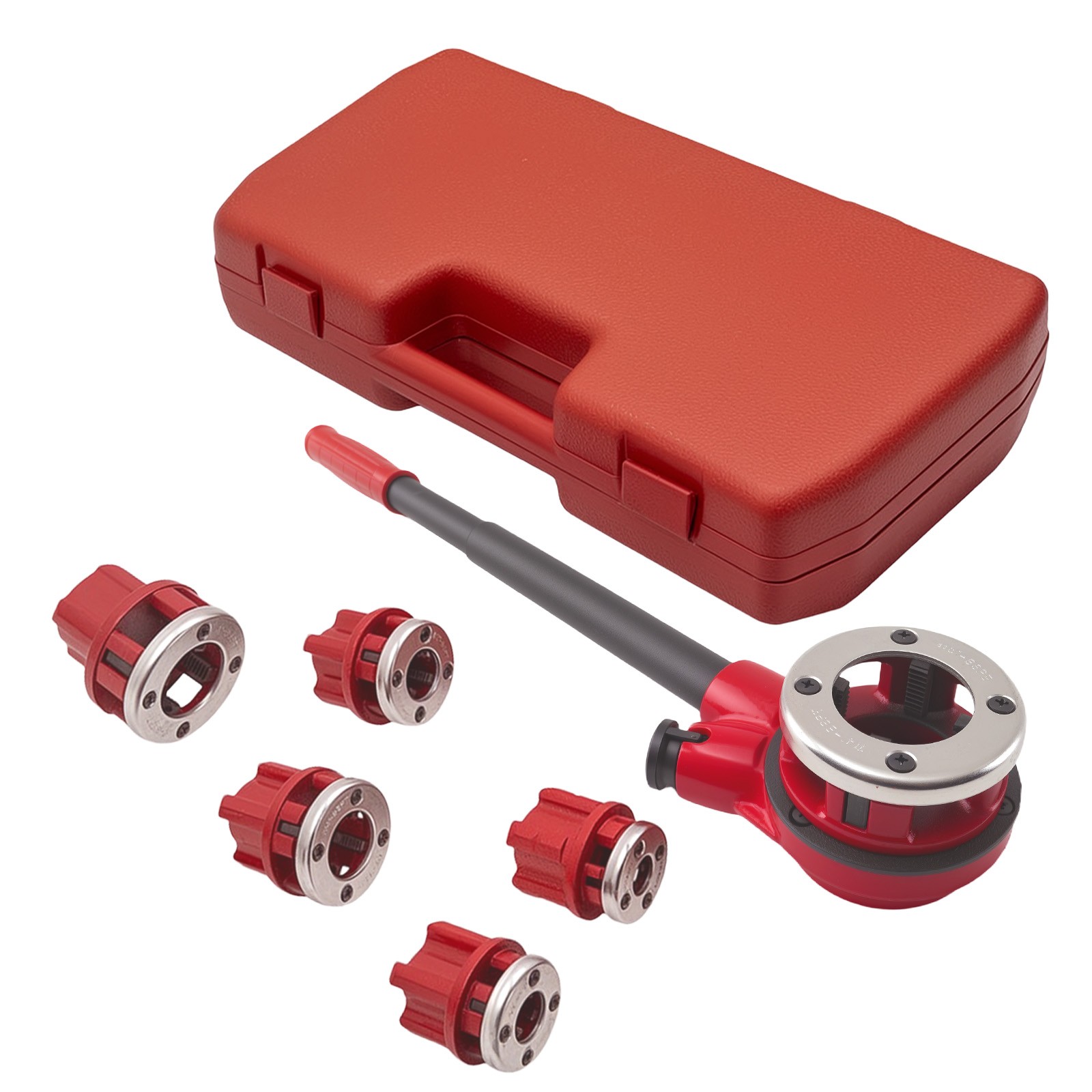 Ratchet Pipe Threader Kit Die Bar Head Handle Tool Set 1/4” 3/4” w/ 6 Dies