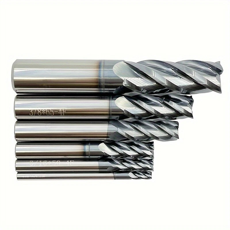 6PCS Carbide 4 Flute End Mill Set 6 Sizes 1/8-1/2″ Square AlTiCrN Coated
