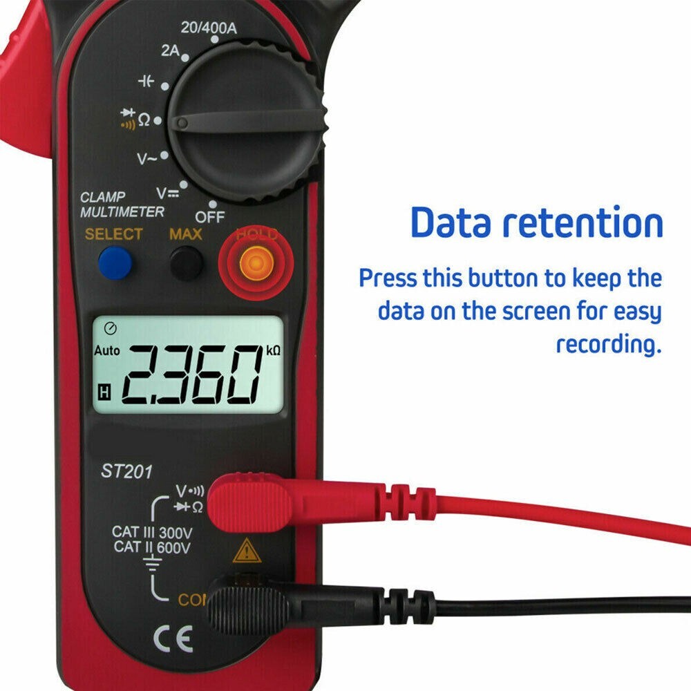 Digital Multimeter Tester AC Volt Ohm Amp Clamp Meter Auto Range LCD Handheld