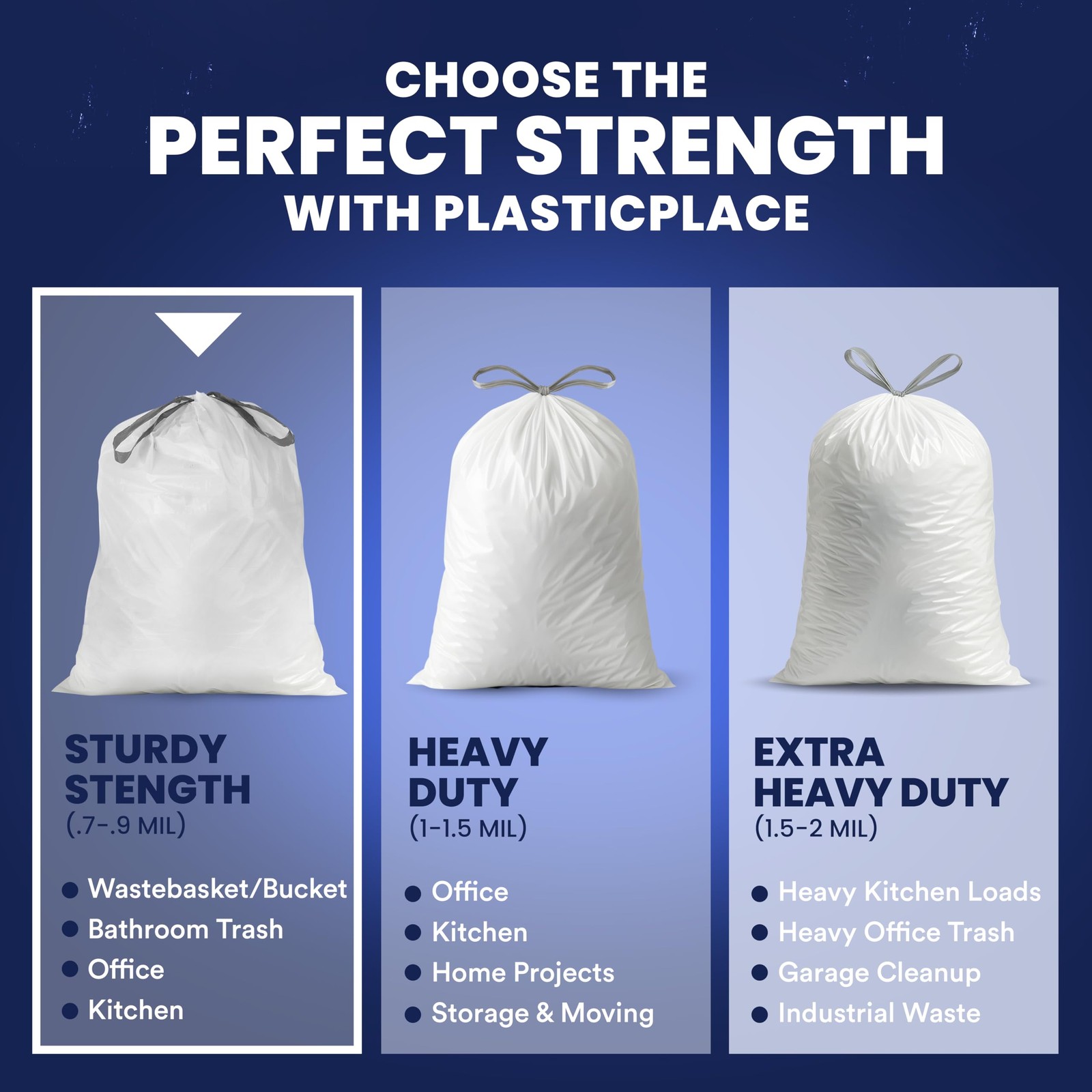 Plasticplace 5 Gallon Trash Bags – White 1 Count (Pack of 100),