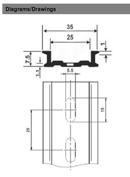 20 Pieces DIN Rail Slotted Aluminum RoHS 8 in. long 35mm 7.5mm 13.33 ft. Total