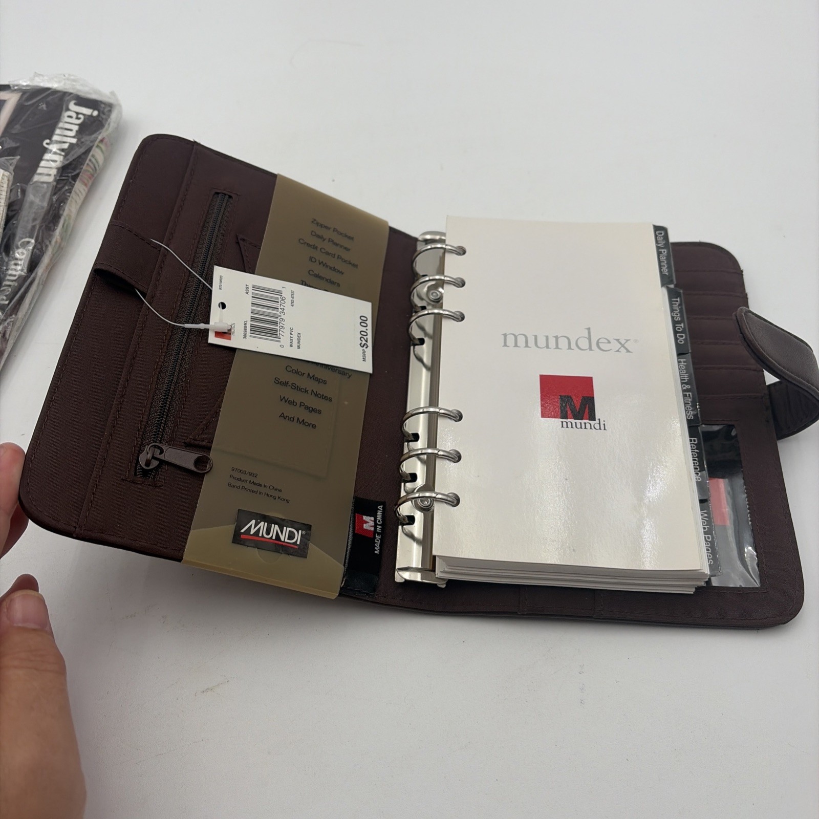 Mundi Mundex Daily Planner Organizer with Card Slots leather like Brown 6 ring