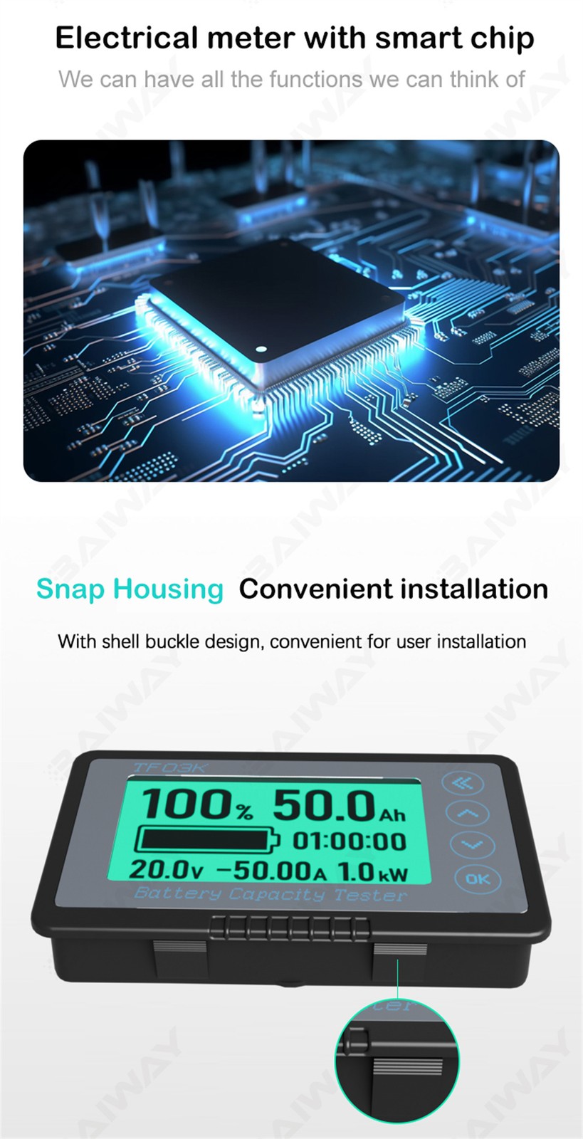 120V 500A Battery Monitor High and Low Voltage Programmable Alarm Voltage Tester