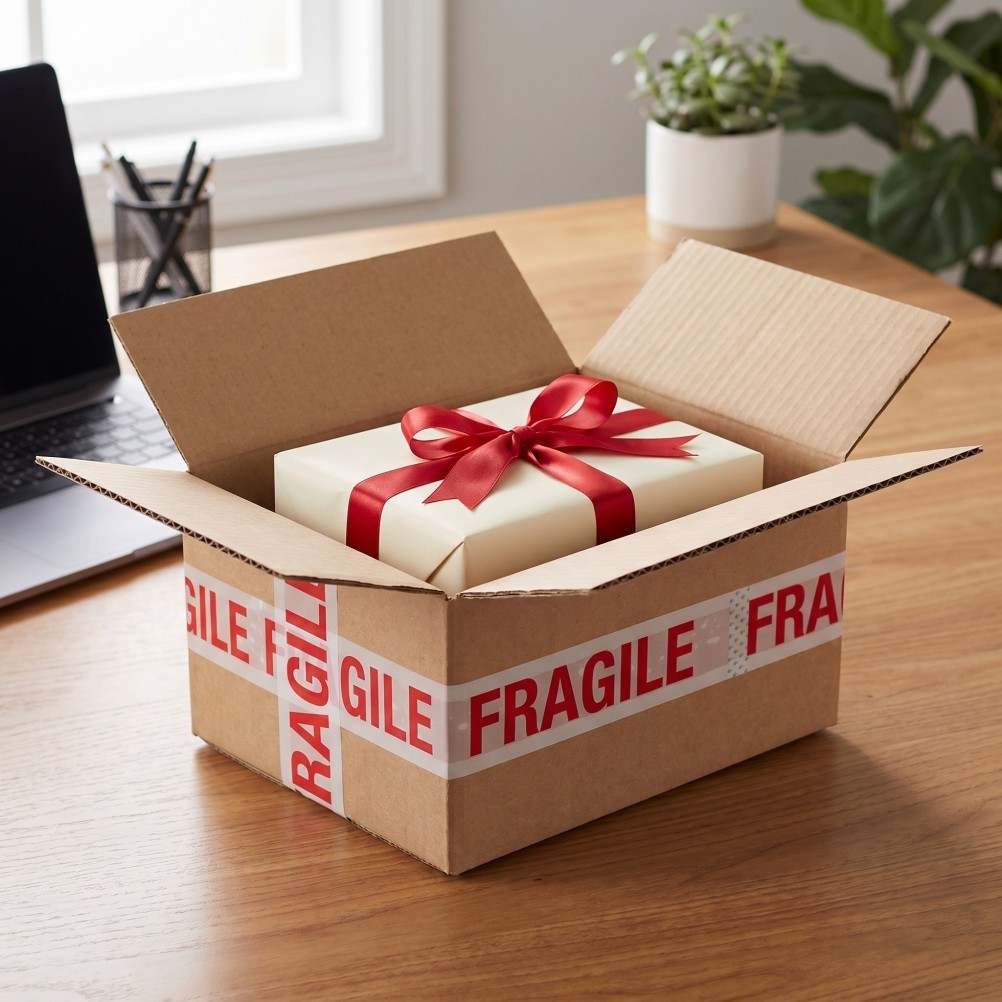 2 Rolls Fragile Logistic Packing Tape Caution Letter Delivery Sealing