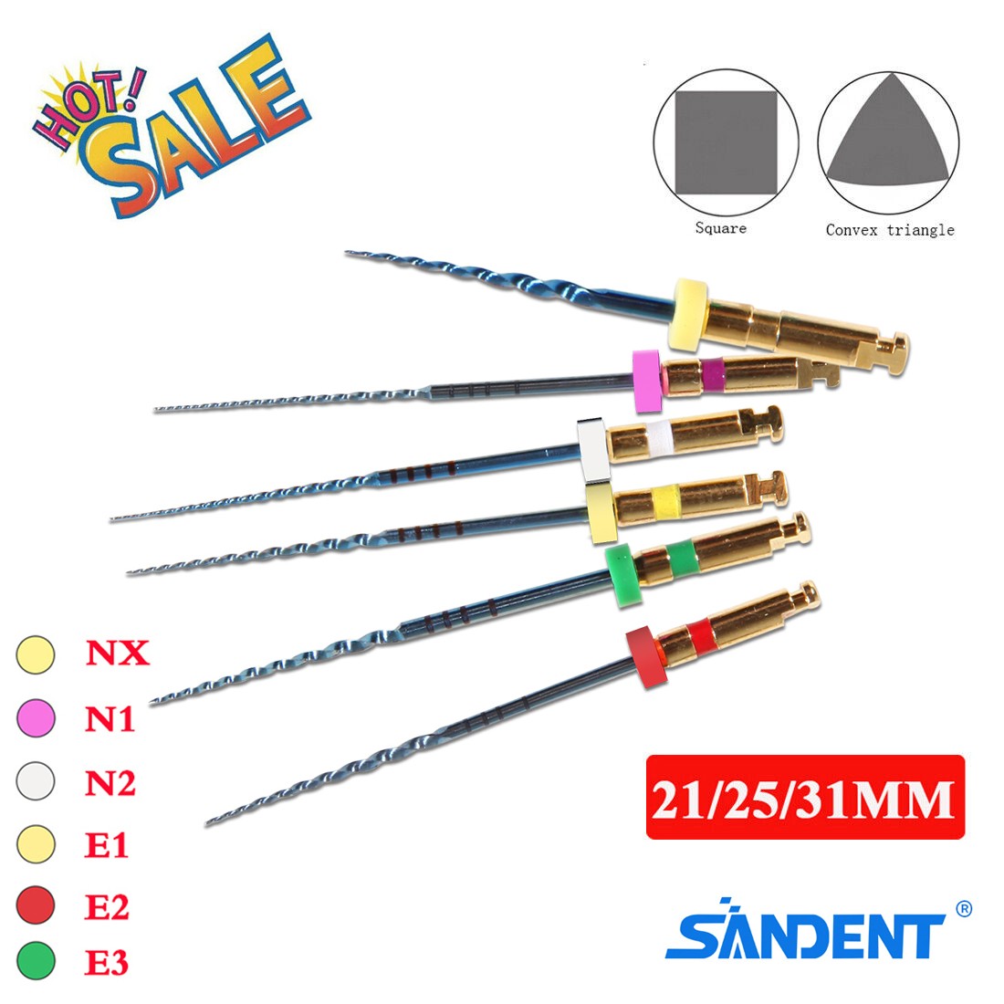 Dental Endodontic Rotary Taper Endo 6Pc Engine NITI Files 21/25/31MM