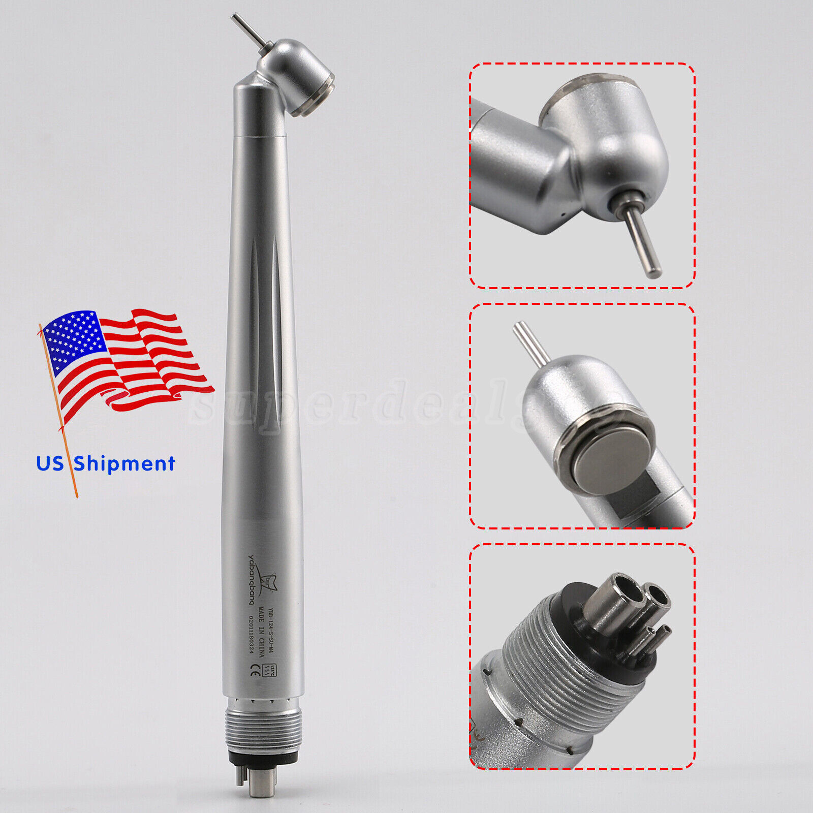 1-10 PCS Dental 45° Degree High Speed Handpiece Push Button 4Hole Air Turbine st