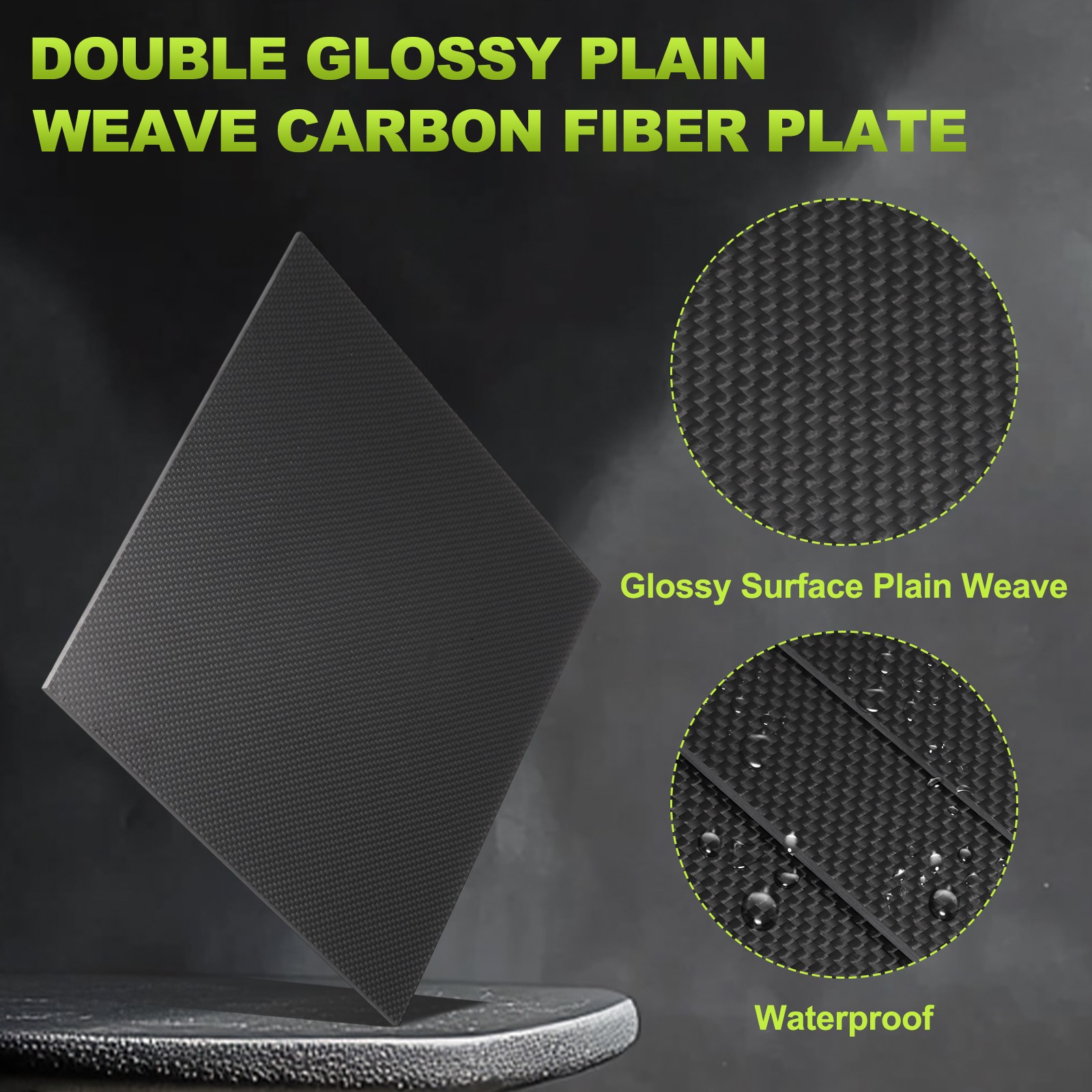 200 x 300 x 0.5mm Carbon Fiber Board Plate Glossy Laminate Plain Weave Panel