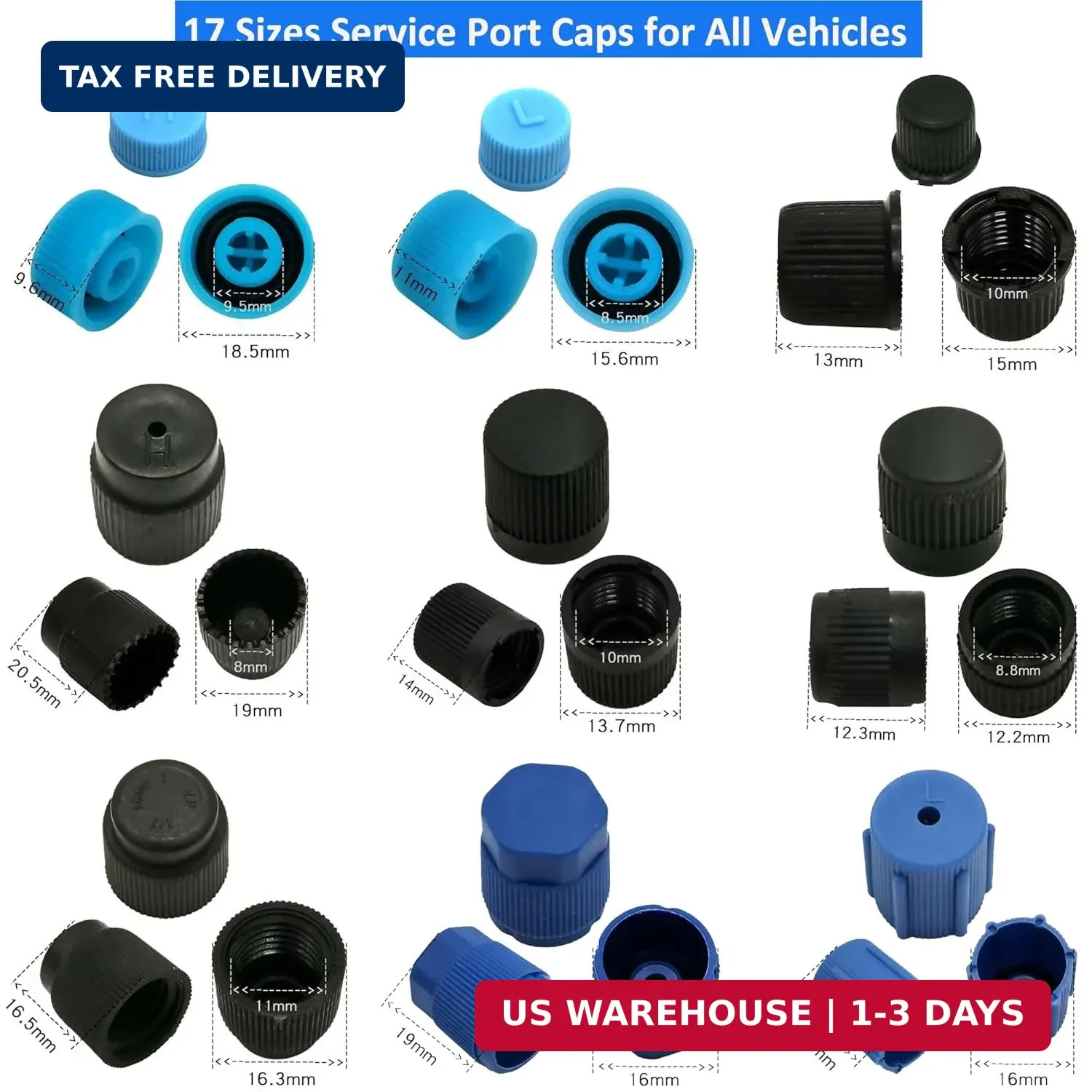 Lucstar 286 PCS Car A/C Caps, R12 R134a Air Conditioning Service System Charging