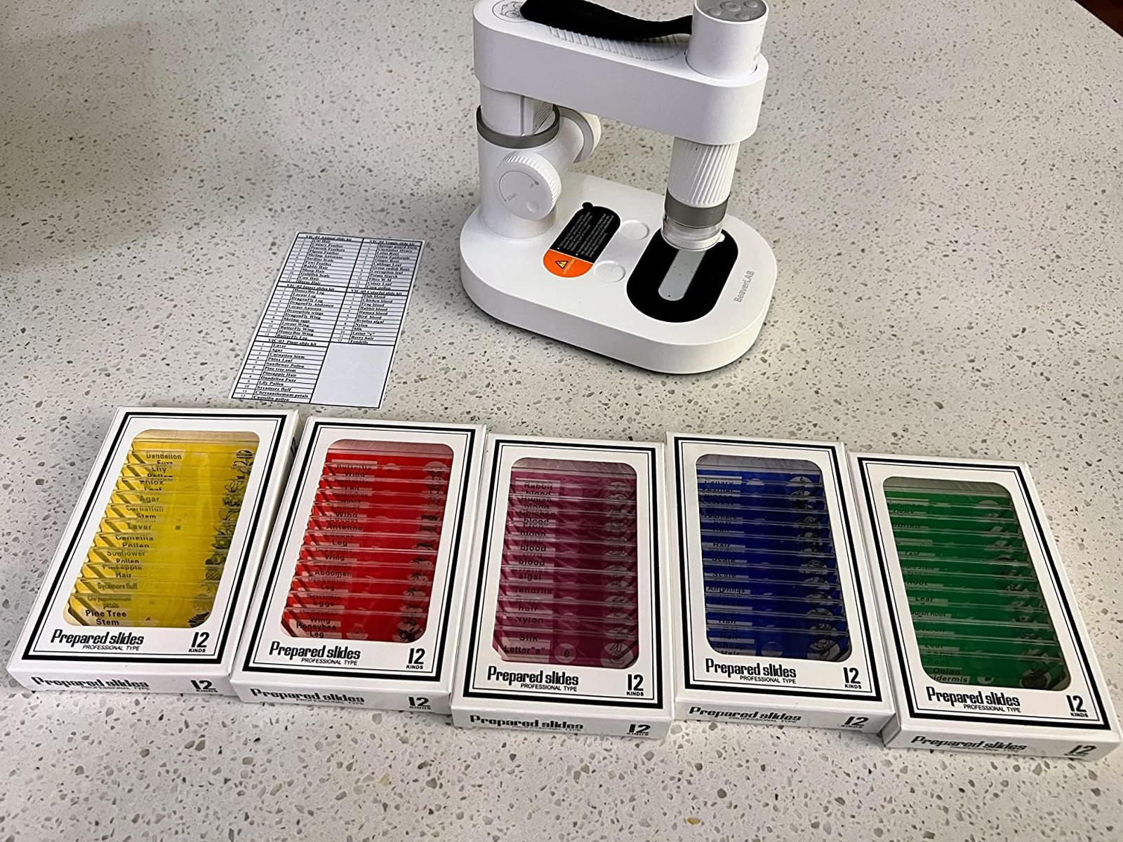 60Pcs Prepared Microscope Slides Specimen Animals Insects Plants Flowers Sample.