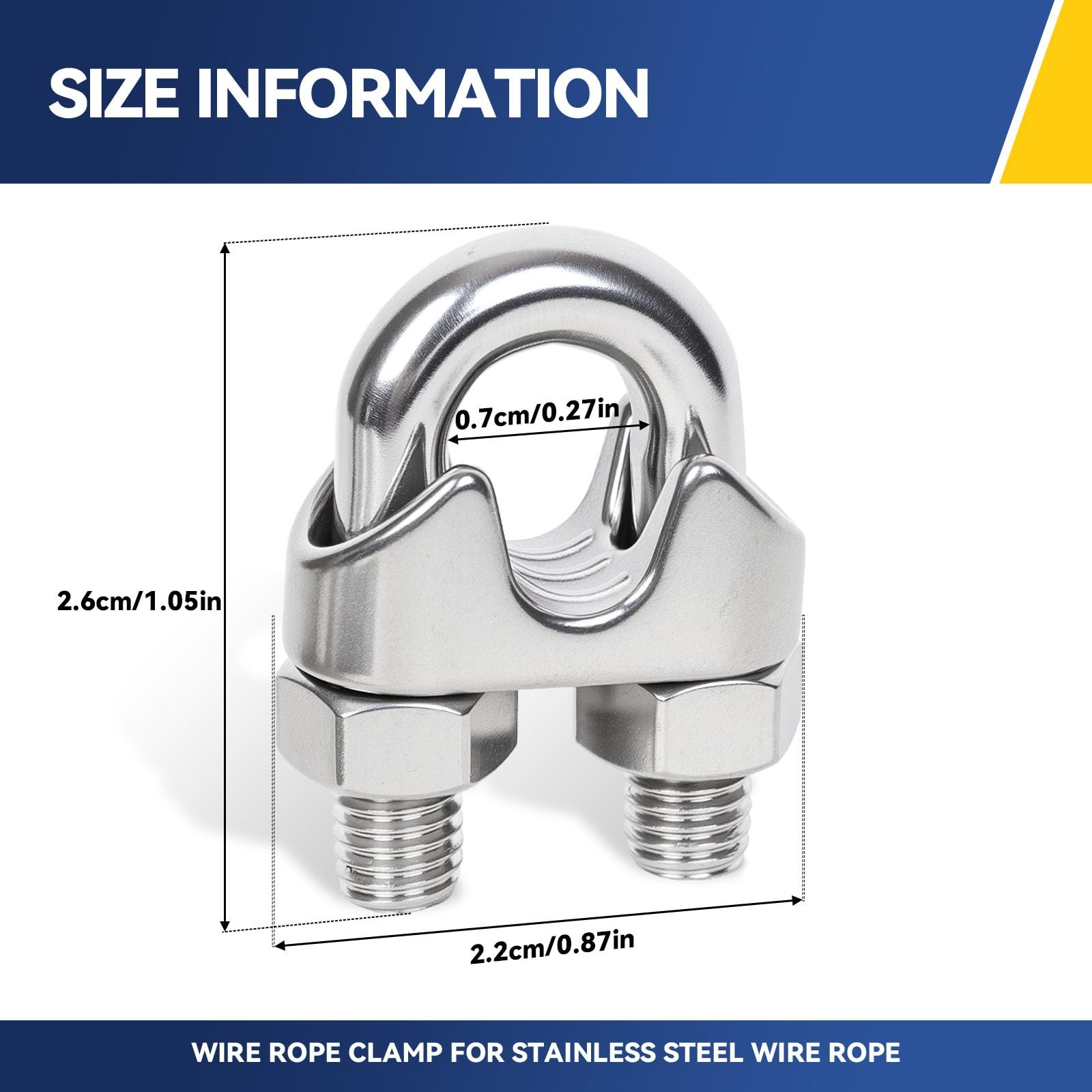 24PCS 3/16 Stainless Steel Wire Rope Cable Clamps M5 Heavy Duty Marine Grade