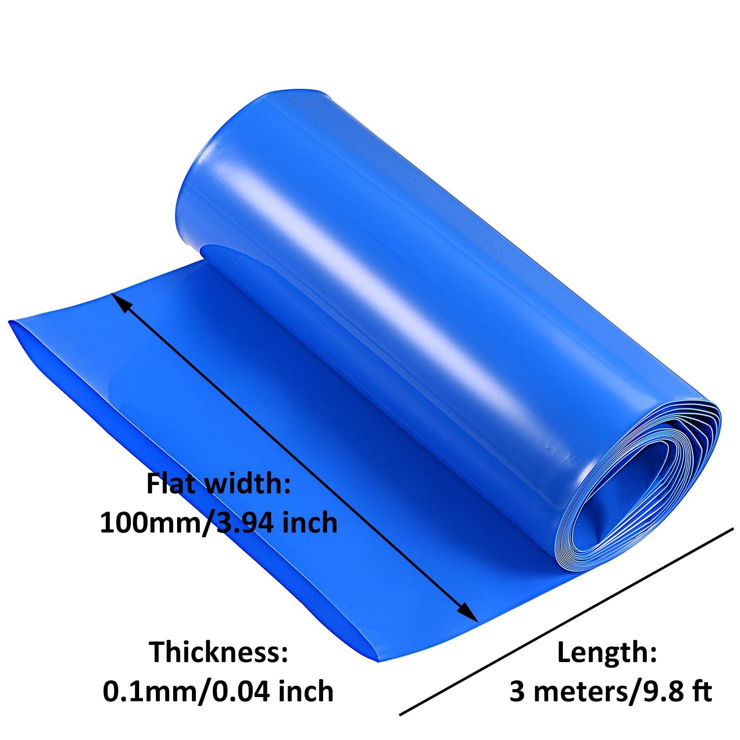 PVC Heat Shrink Wrap 3.94 Inch 100mm Width 9.8FT 3M Length Ba Size: 100mm/3.94