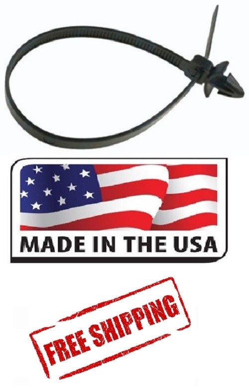 (50) 8″ ARROW HEAD ZIP TIES NYLON BLACK PUSH MOUNT 50 LBS UL listed Made in USA