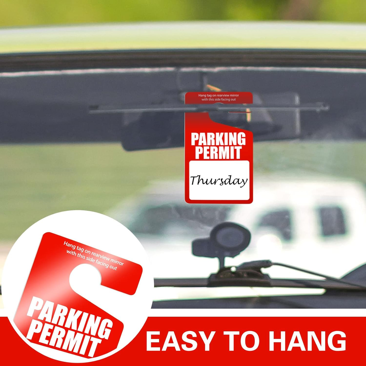 100 Pack Parking Permit Hang Tags Plastic Parking Placards PVC Hang Tag 3 X 5 In