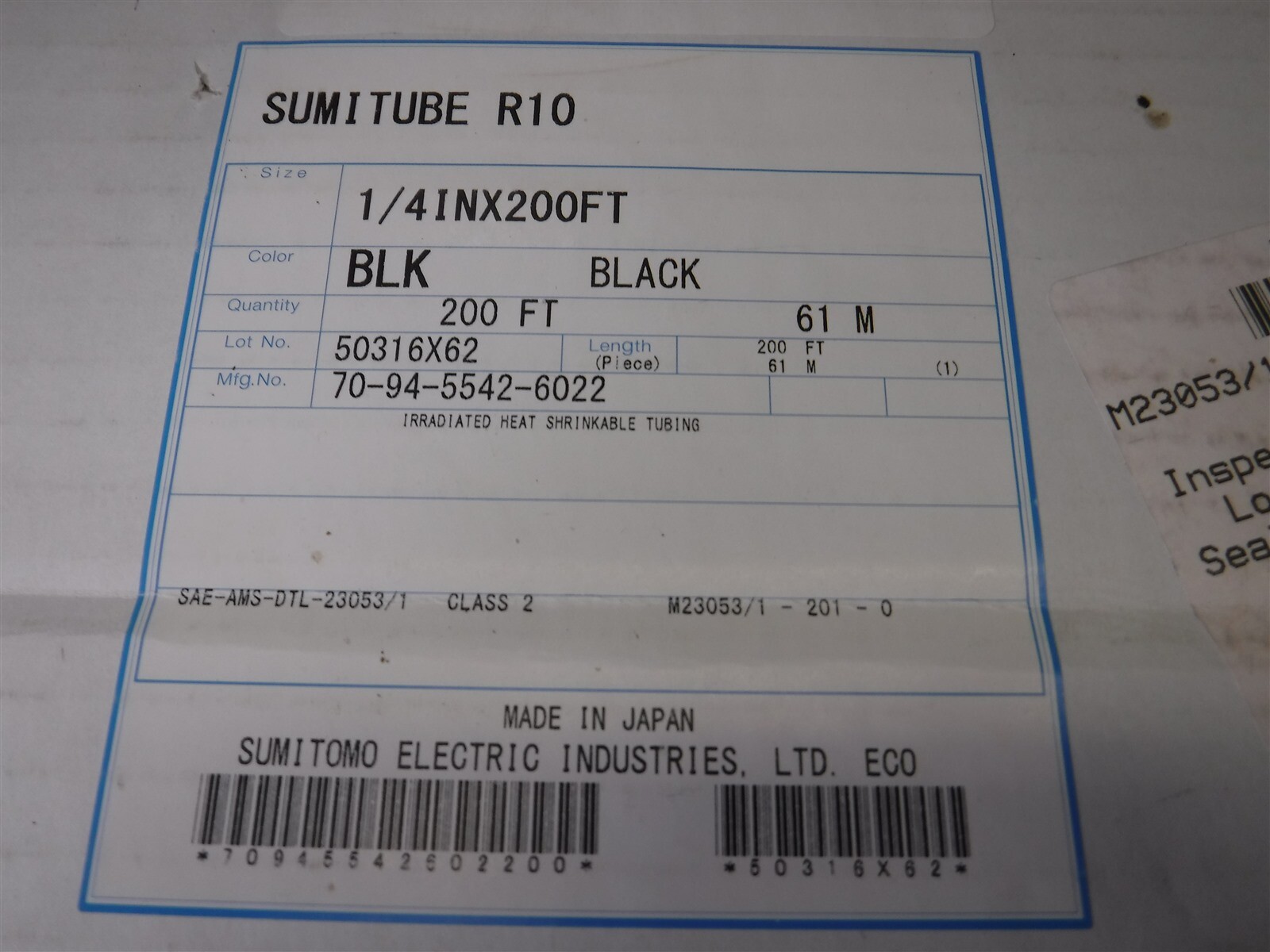 APPX 140FT Sumitomo Sumitube R10 1/4″ Black Shrink Tube M11