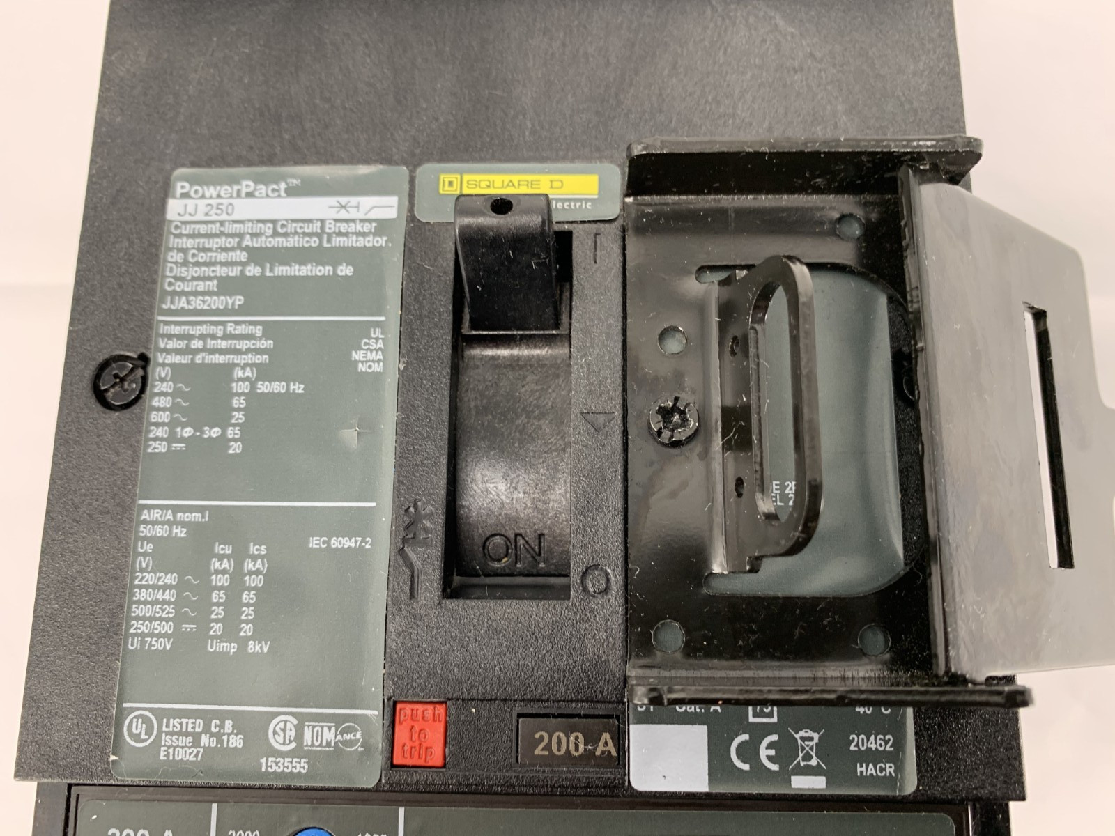 Square D JJA36200YP PowerPact I-Line Circuit Breaker 200A 480V 3P 3PH