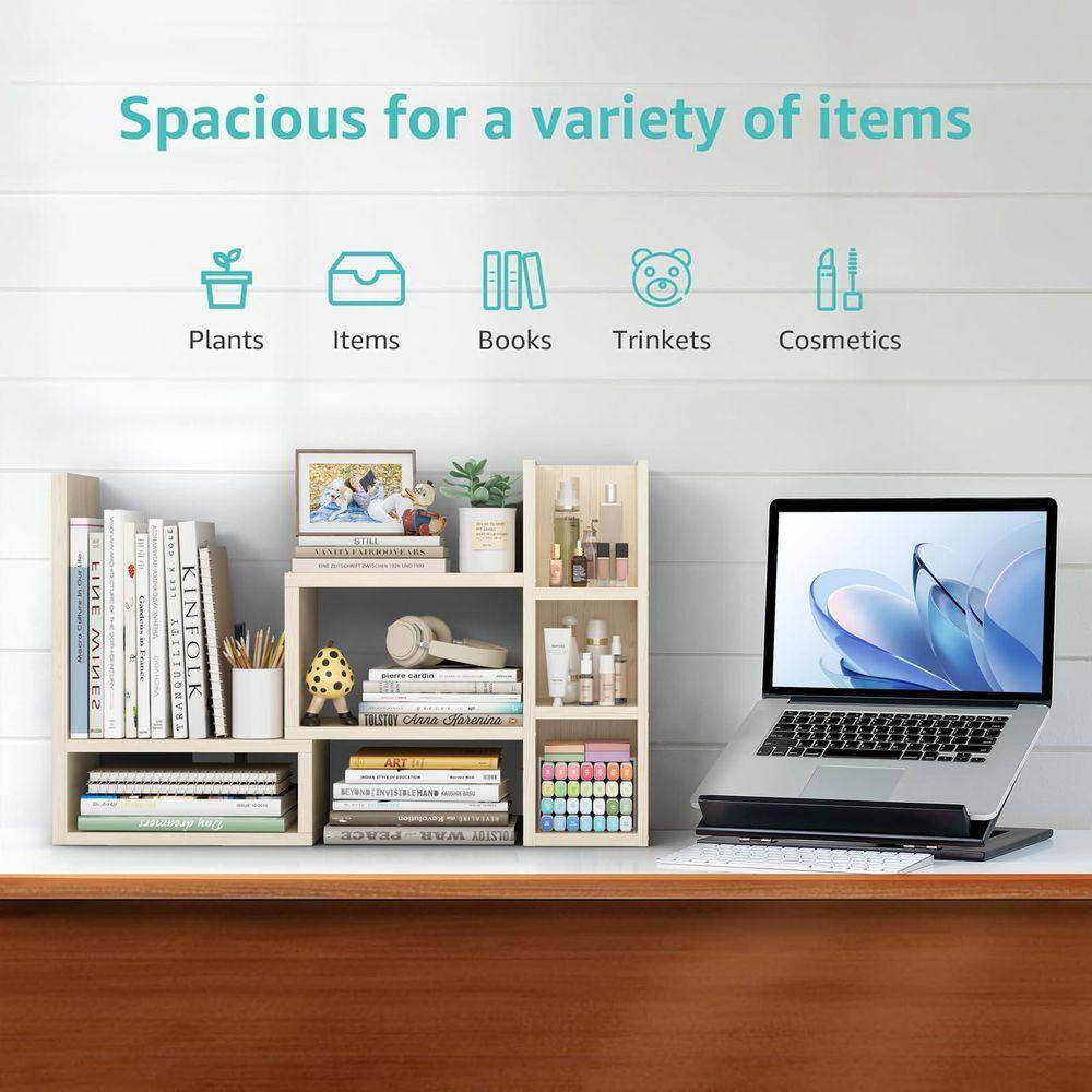 6.7 In. D X 16.3 In. W X 13.8 In. H Desktop Orgnizer Shlef, Corner Bookshelf Tab