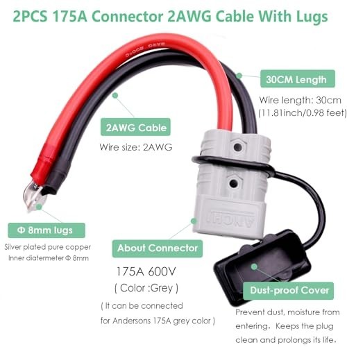 30cm 175A 2AWG Guage Cable Connector for Andersons Plug Extension Cable Forklift