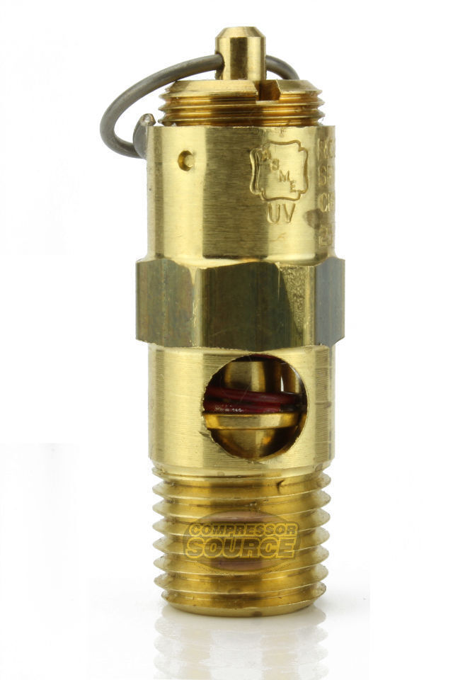 175 PSI Air Compressor Safety Relief Pop Off Valve Solid Brass 1/4″ Male NPT USA