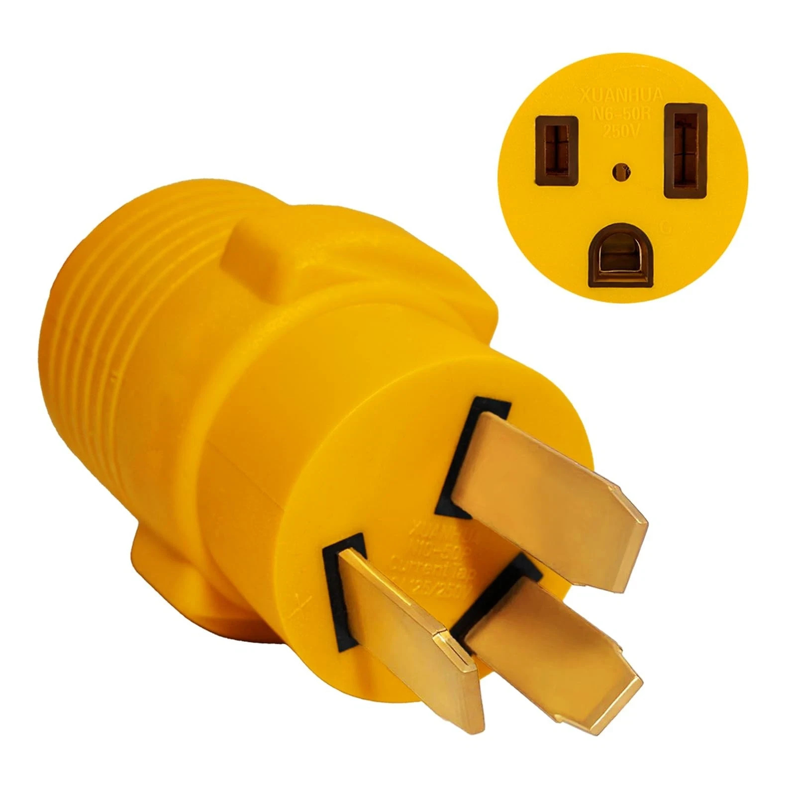 NEMA 10-50P to 6-50R Welder Adaper Plug, 50Amp 240V 3 Prong 3 Yellow
