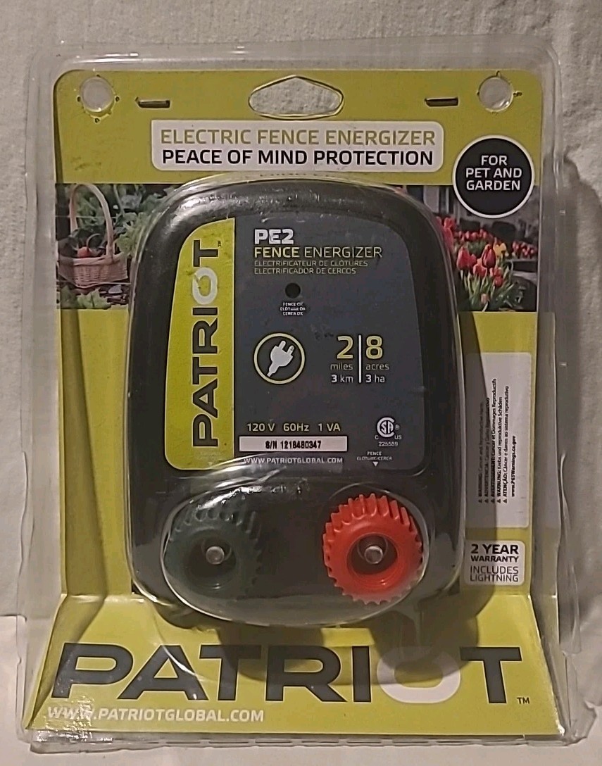 PATRIOT Electric Fence Energizer PE2 (2 Miles / 8 Acres) For Pet & Garden (NEW)