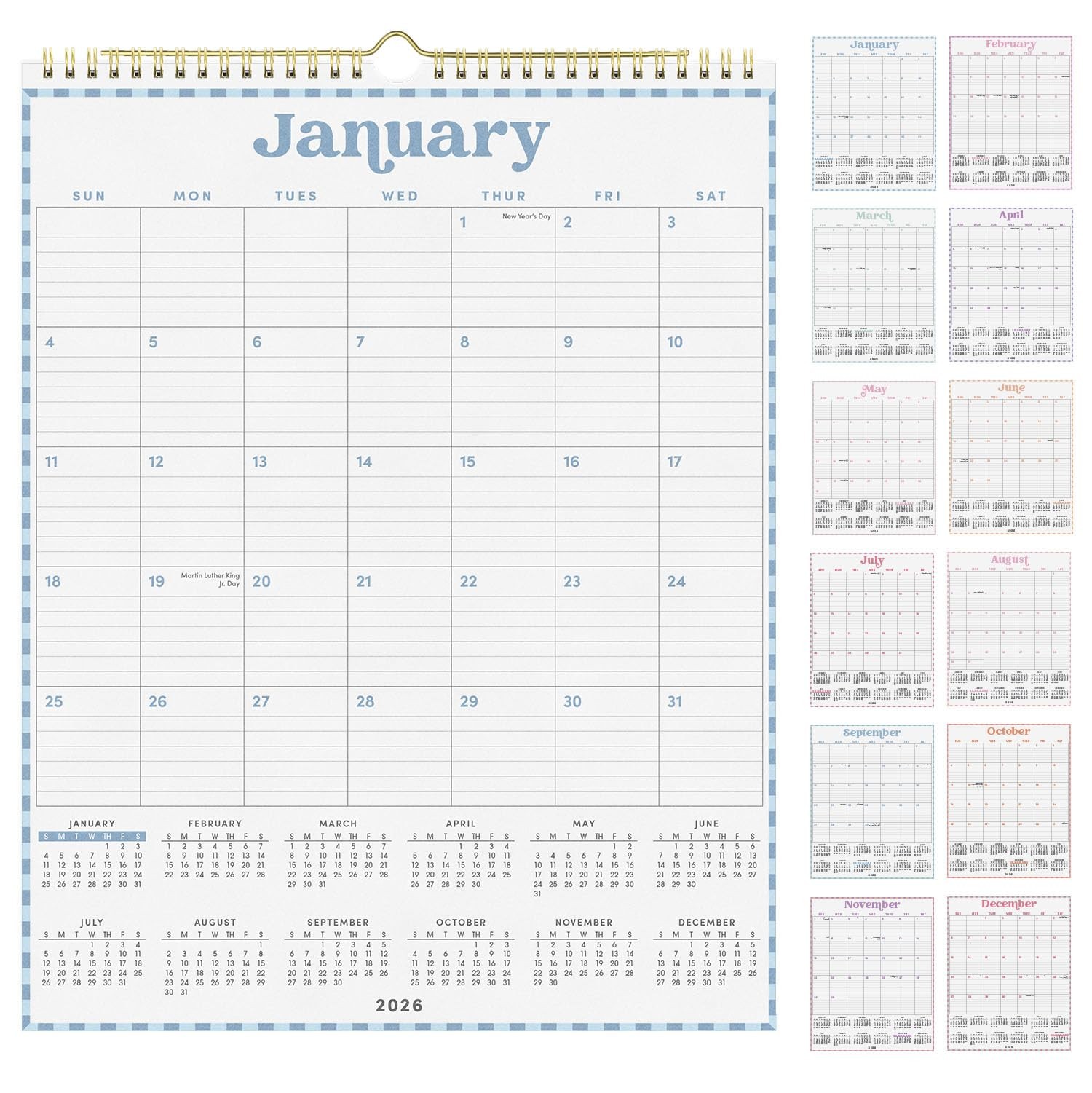 PAPERAGE 2026 Calendar, 12 Months (January Medium (Vertical) 2026, Pastel