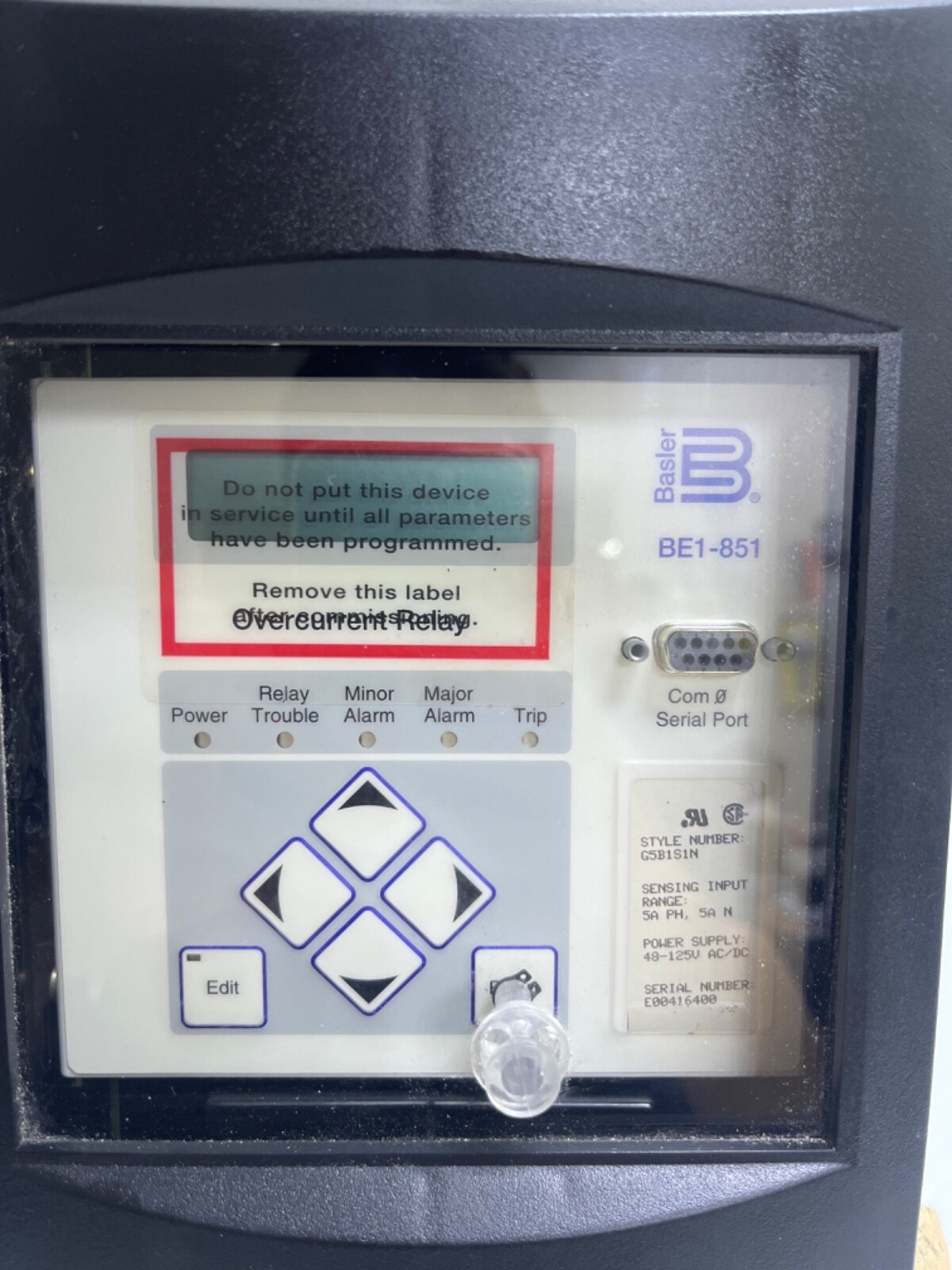 Basler Electric BE1-851 Overcurrent Protection System Relay