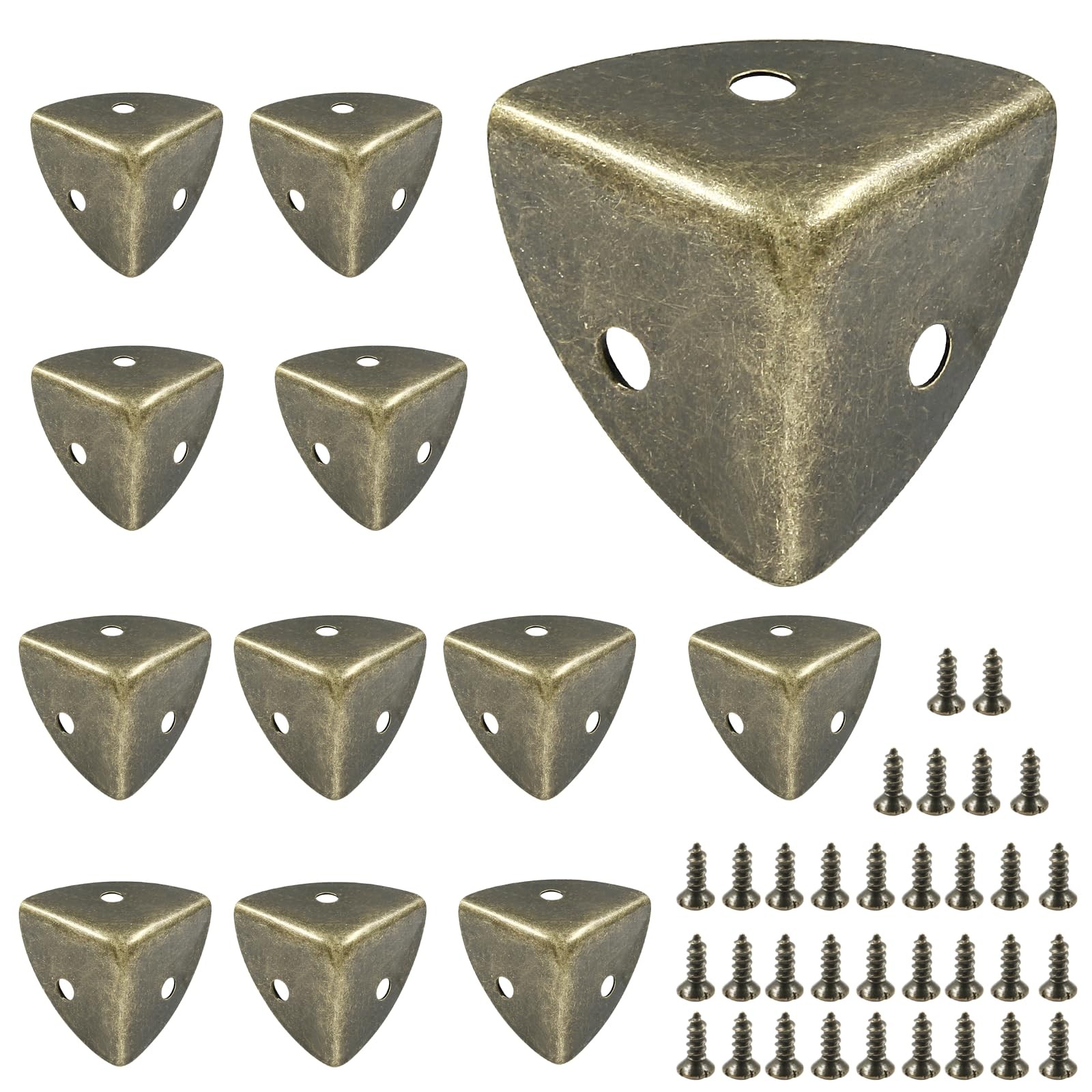 LifCratms 12Pcs Box Corner Protectors, 1″ (25mm) Metal 1″x1″x1″, Bronze