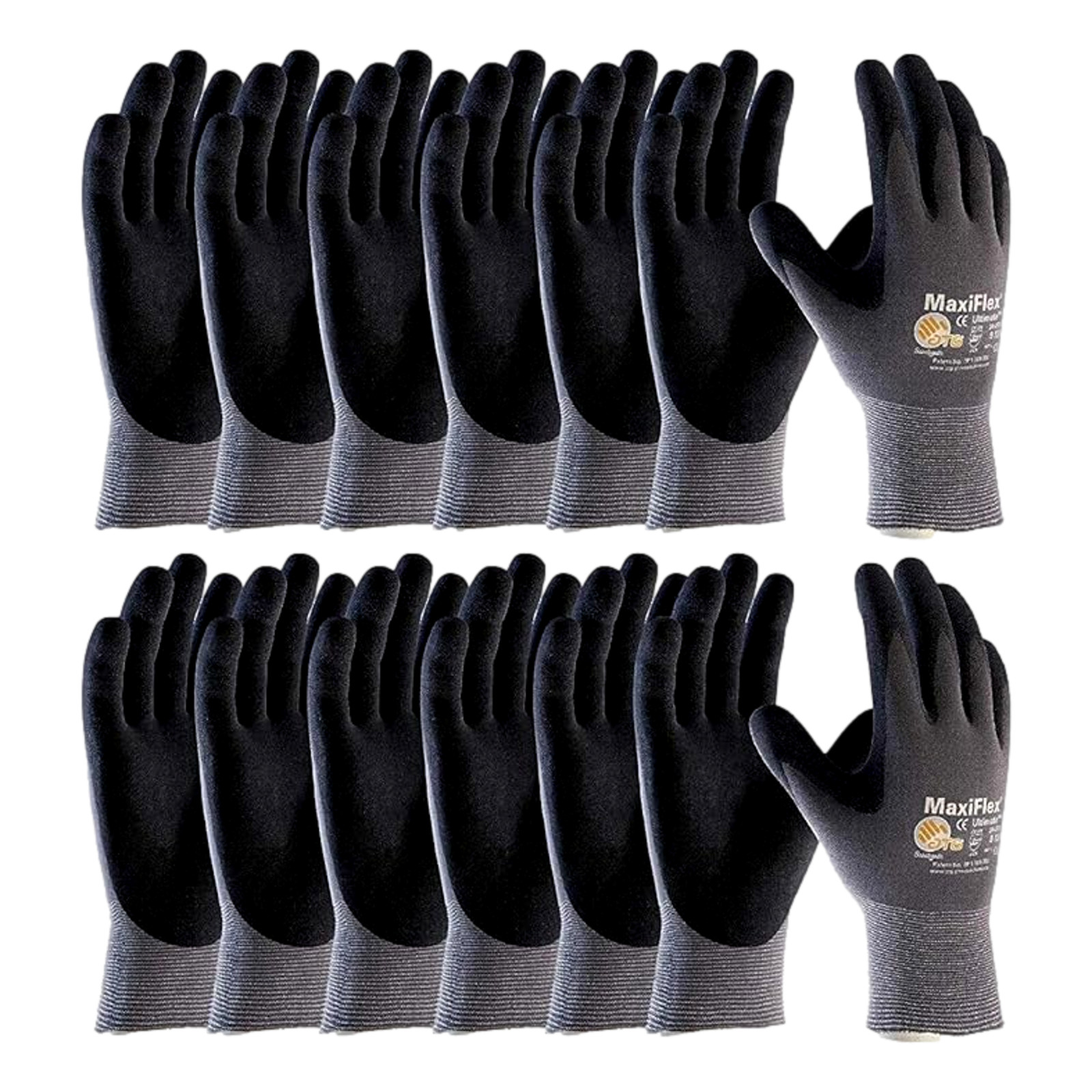 PIP 34-874 G-Tek Ultimate Nylon Micro-Foam Nitrile Grip Gloves Black Gray Sizes