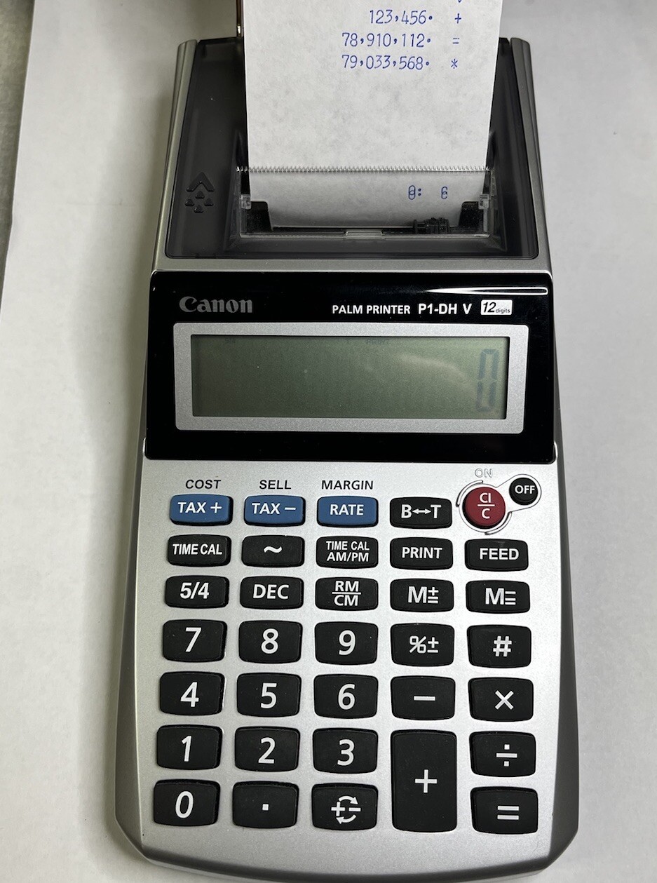 Canon Palm Printer P1-DH V 12 Digit Printing Calculator and Tape-No Adapter