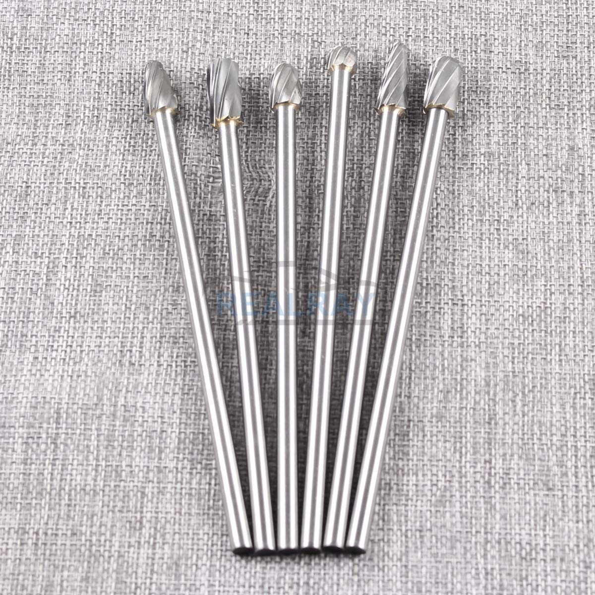 10mm Rotary Aluminum Cut Burr 6mm 1/4″ Shank 150mm Long Reach Carbide Burs 6pcs