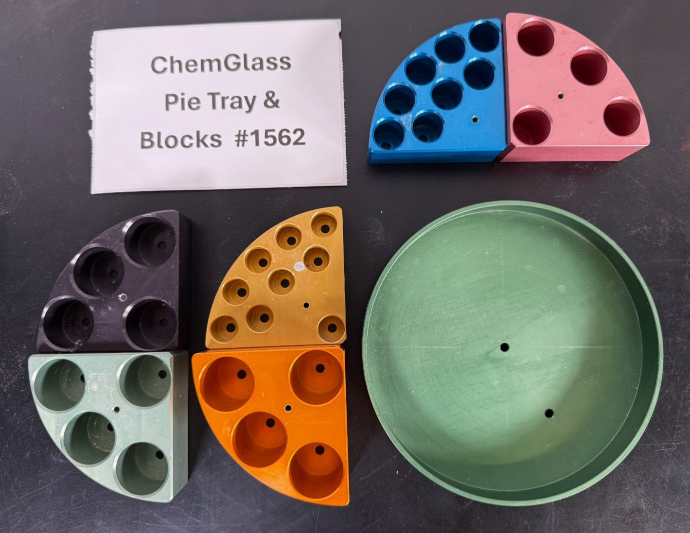 Chemglass CG-1991-P Tray & 6 Different Pie Blocks REACTION BLOCKS SYSTEM, BEST!