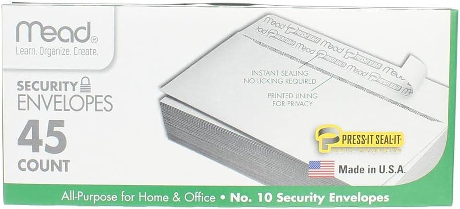 Press-It Seal-It No.10 Security Envelopes, 4.125 X 9.5-Inches, White, 45 Count,
