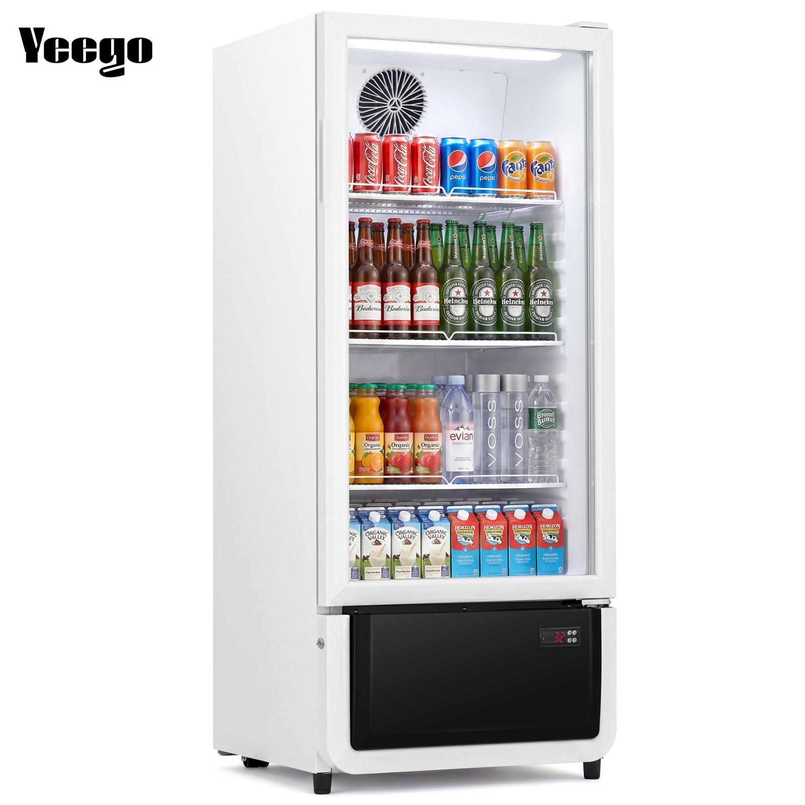 Yeego Commercial Upright Refrigerator 6.85 Cu.ft Beverage Display Cooler White