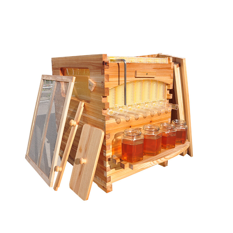 Auto Bee Hives Beekeeping Box Comb Honey House +7 Beekeeping Frames + Hive Stand