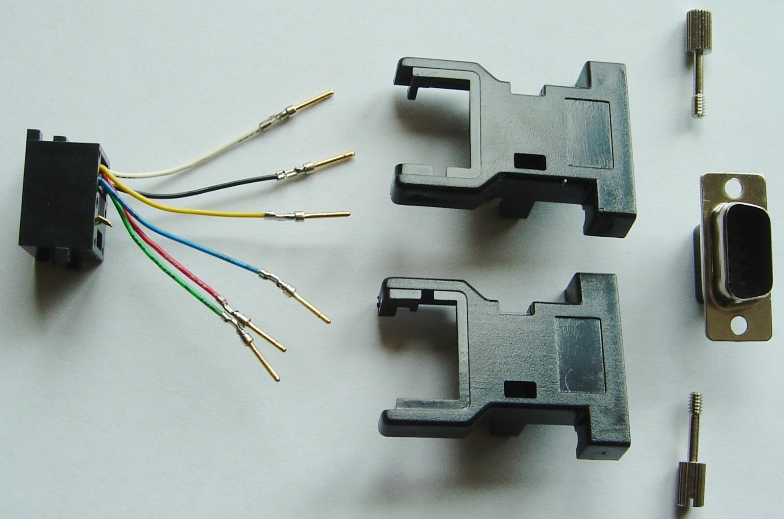 ~Qty=1 Adapter Kit DB9P Male Plug to RJ11 RJ12 RJ14 RJ25 6P6C 6 Pin Connector