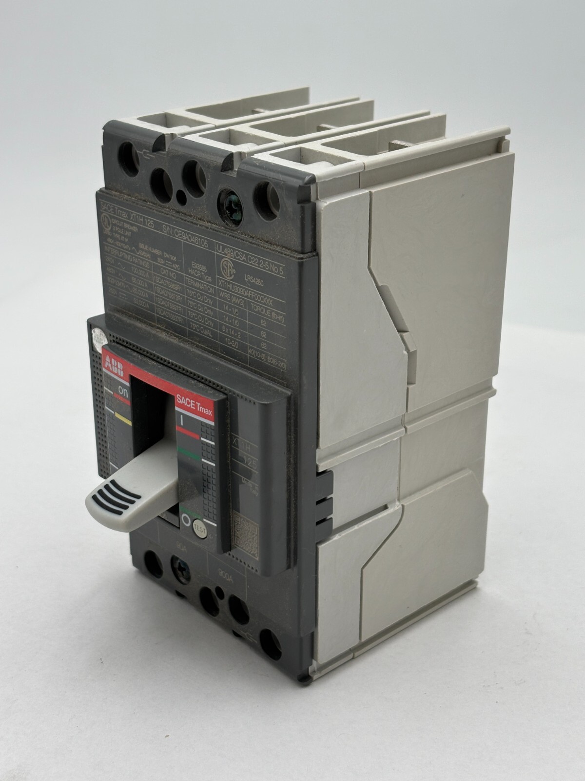 ABB SACE Tmax XT1H125 Bolt-On Circuit Breaker 90A 600VAC 3P 3PH Type XT1H 3 Pole