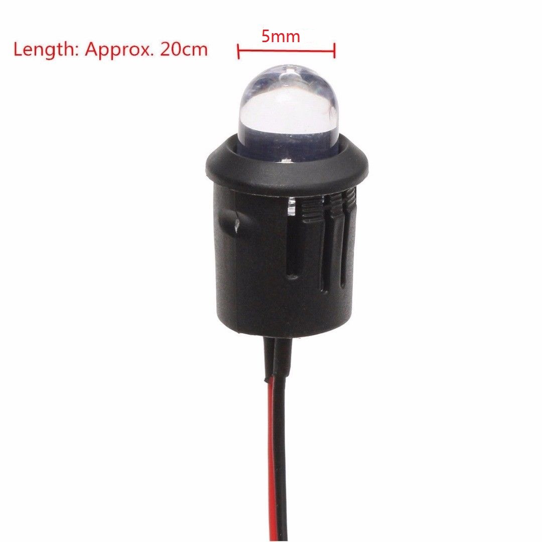 3V 5V 12V 24V 5MM LED Diode Light Clear 20cm Cable Pre-Wired With Plastic Holder
