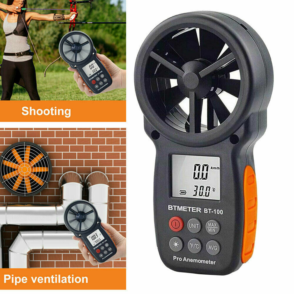 BTMETER Wind Speed Meter Handheld Anemometer Air Flow MAX/MIN/AVG Temperature