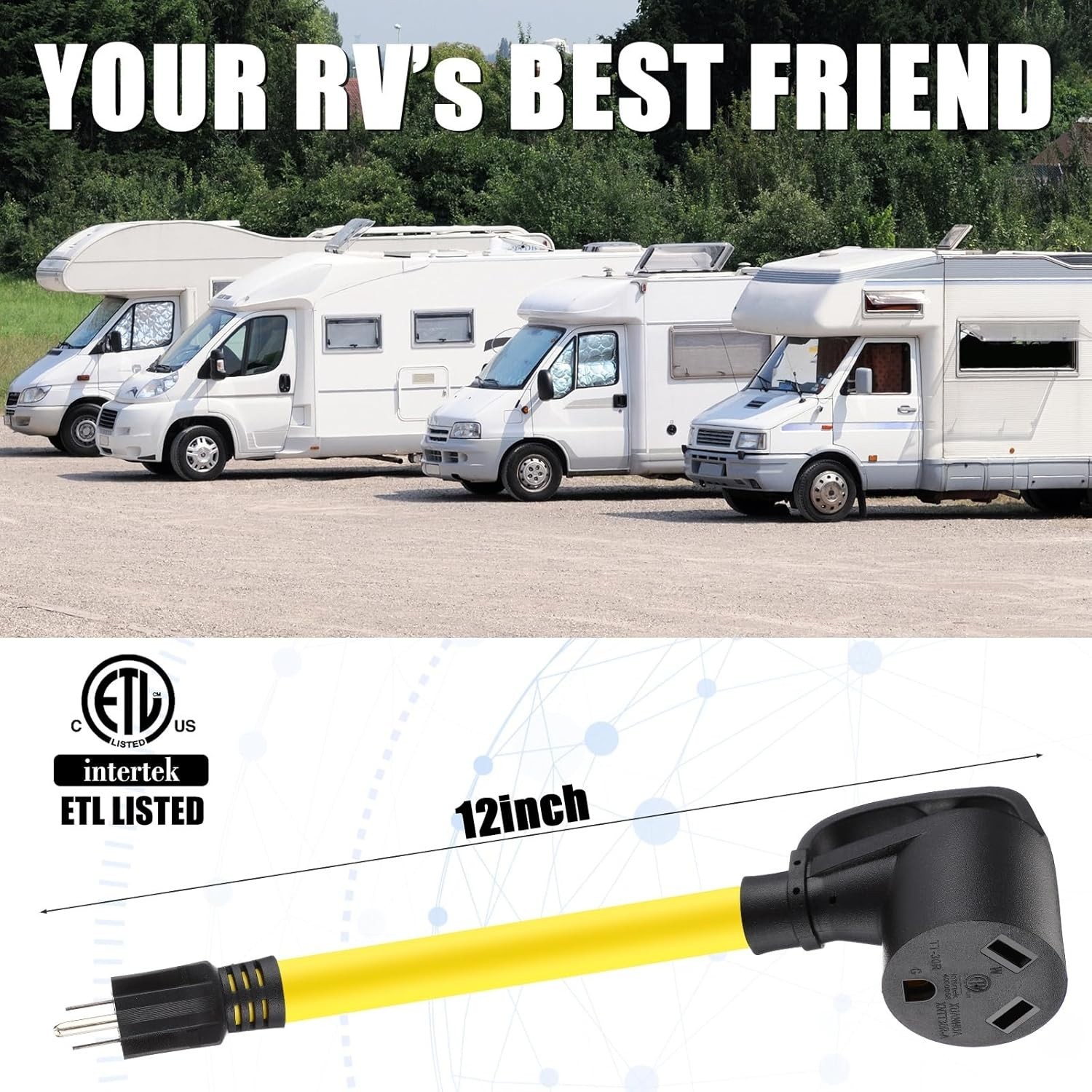 4 Pcs Rv Generator Adapter Cord Kit, 14-50P/5-15P/L14-30P/L5-30P to Tt-30R, 50A